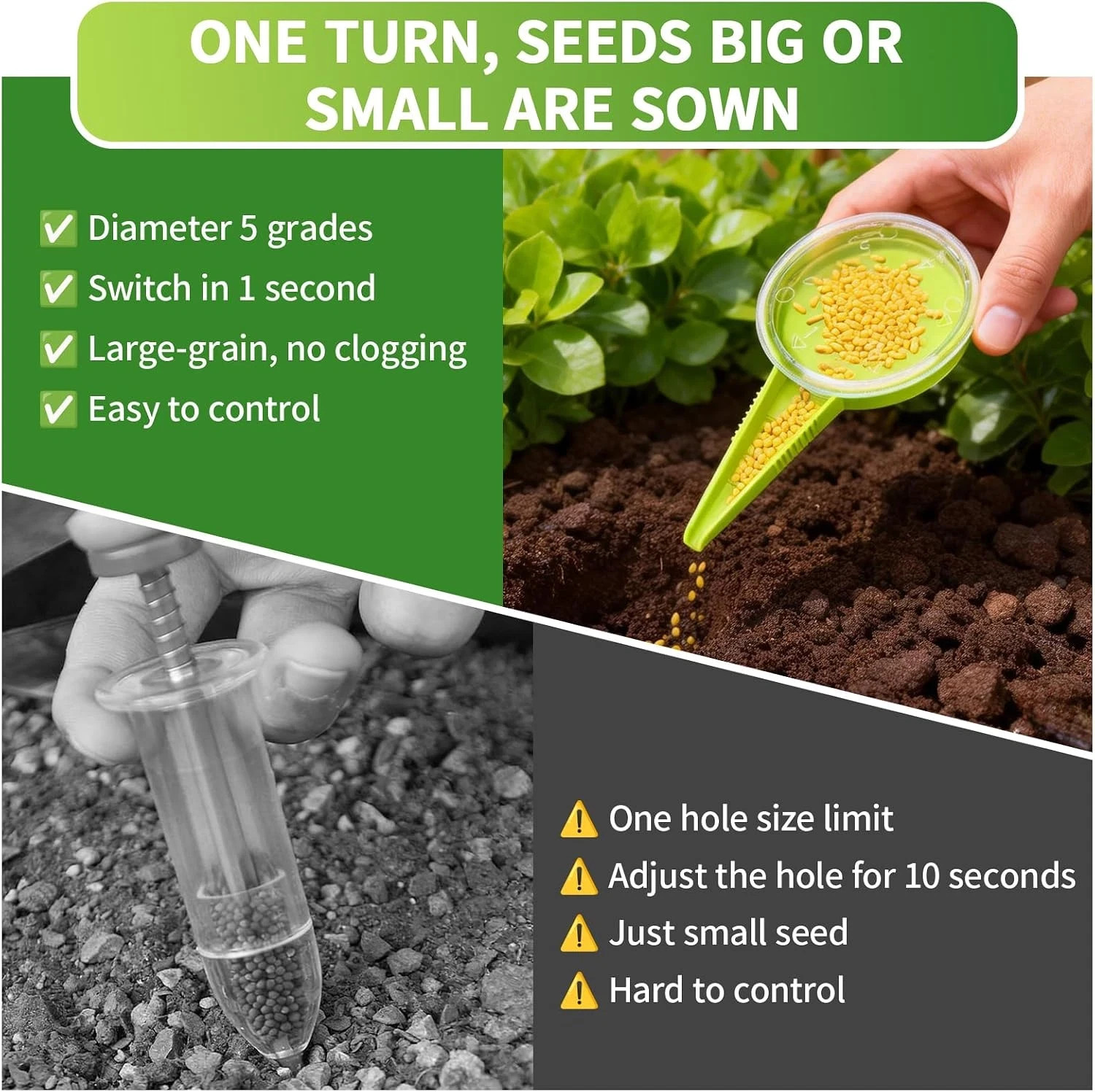 17Pcs Seed Planter Tool Kit, Garden Dibber with Scale, 5-Hole Seed Dispenser, Su