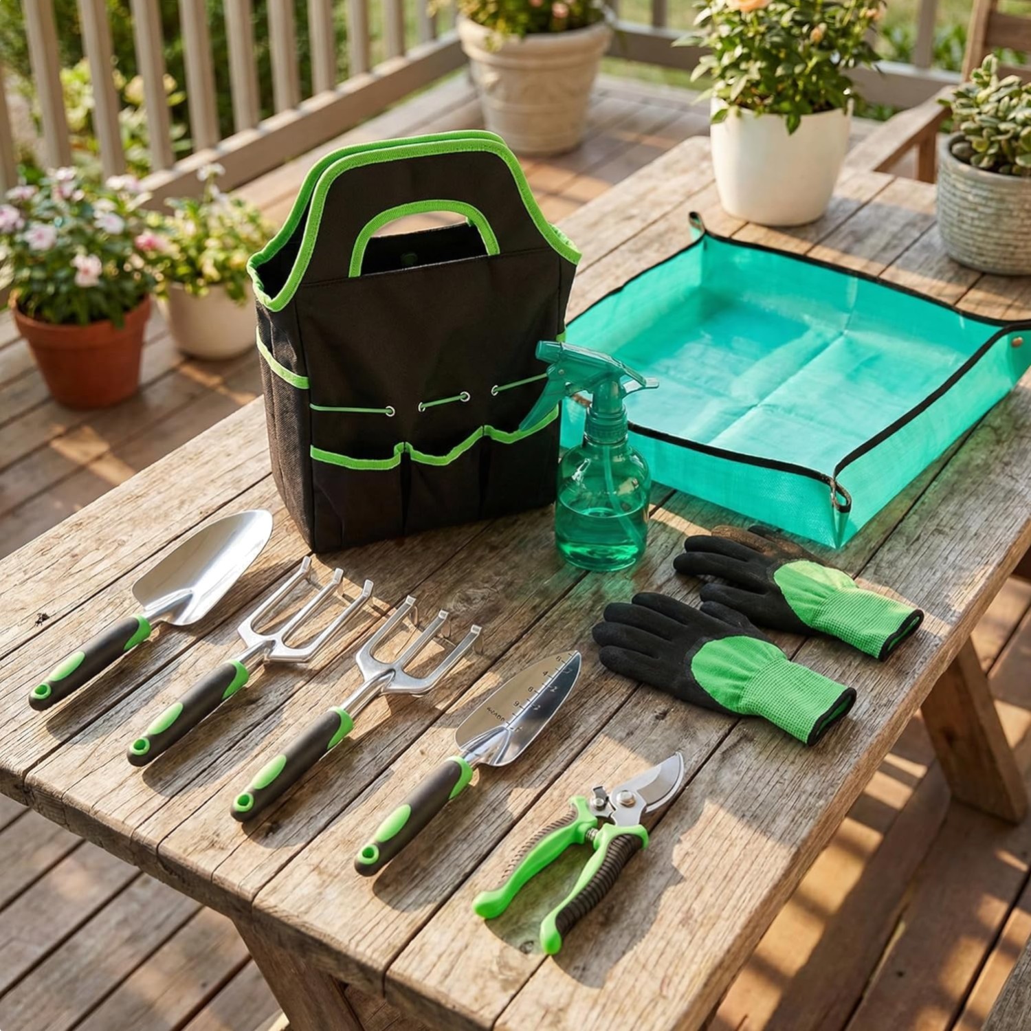 Complete Gardening Tool Kit: 10 Rust-Resistant Hand Tools with Tote Bag Gift Set