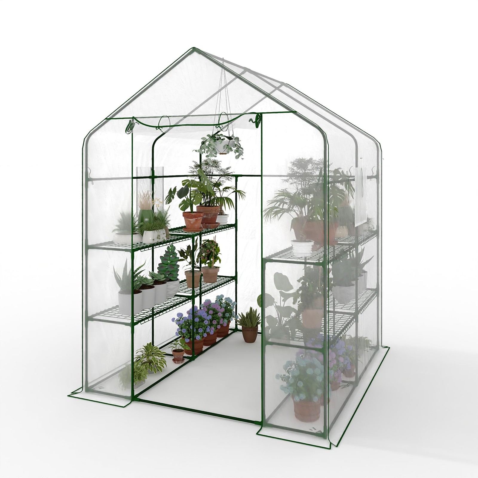 Milleloom 3-Tier 12-Shelf Walk-In Greenhouse 57 X 57 X 77 Portable Outdoor