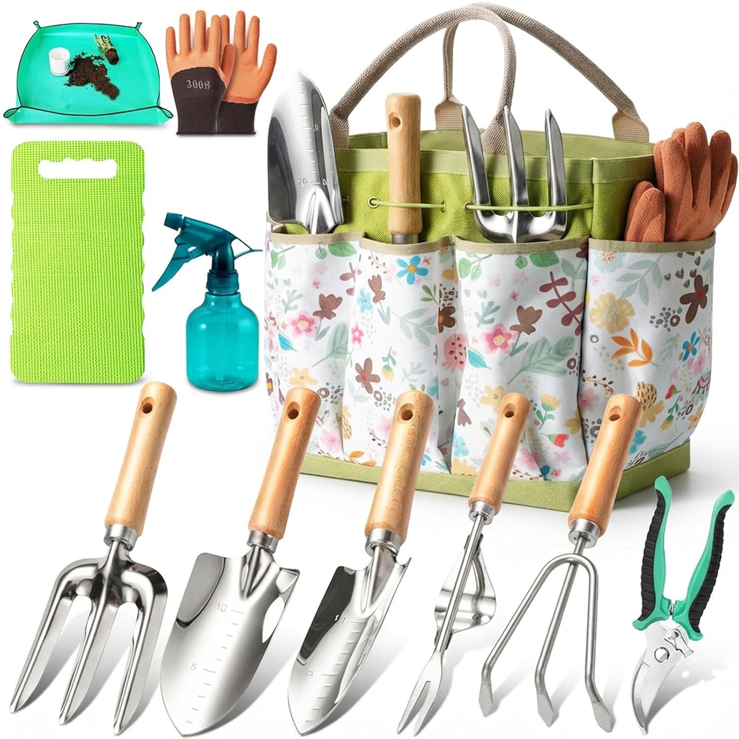 Garden Tool Set 11-Piece Heavy Duty Stainless Steel Gardening Hand Tools