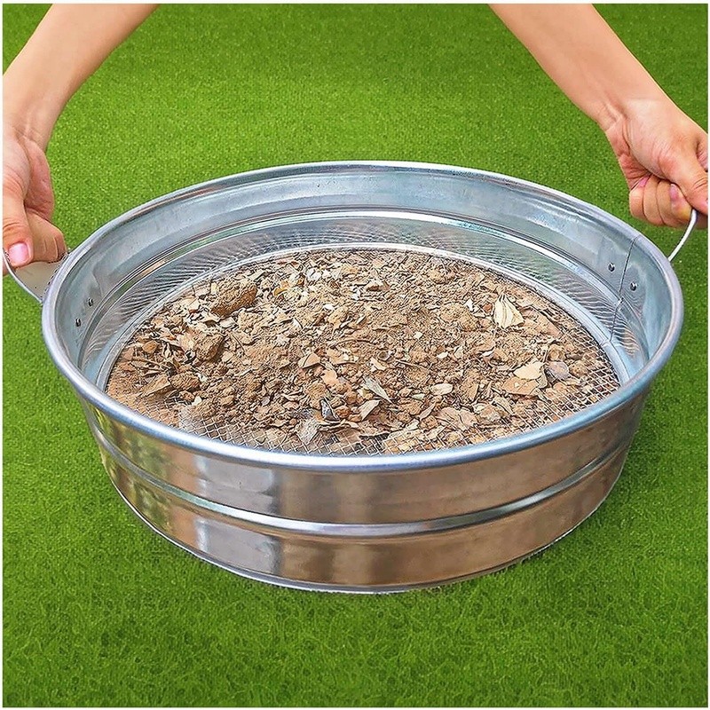 Extra Large Soil Sifter Heavy Duty Galvanized Iron Garden Tool W/ Handle New