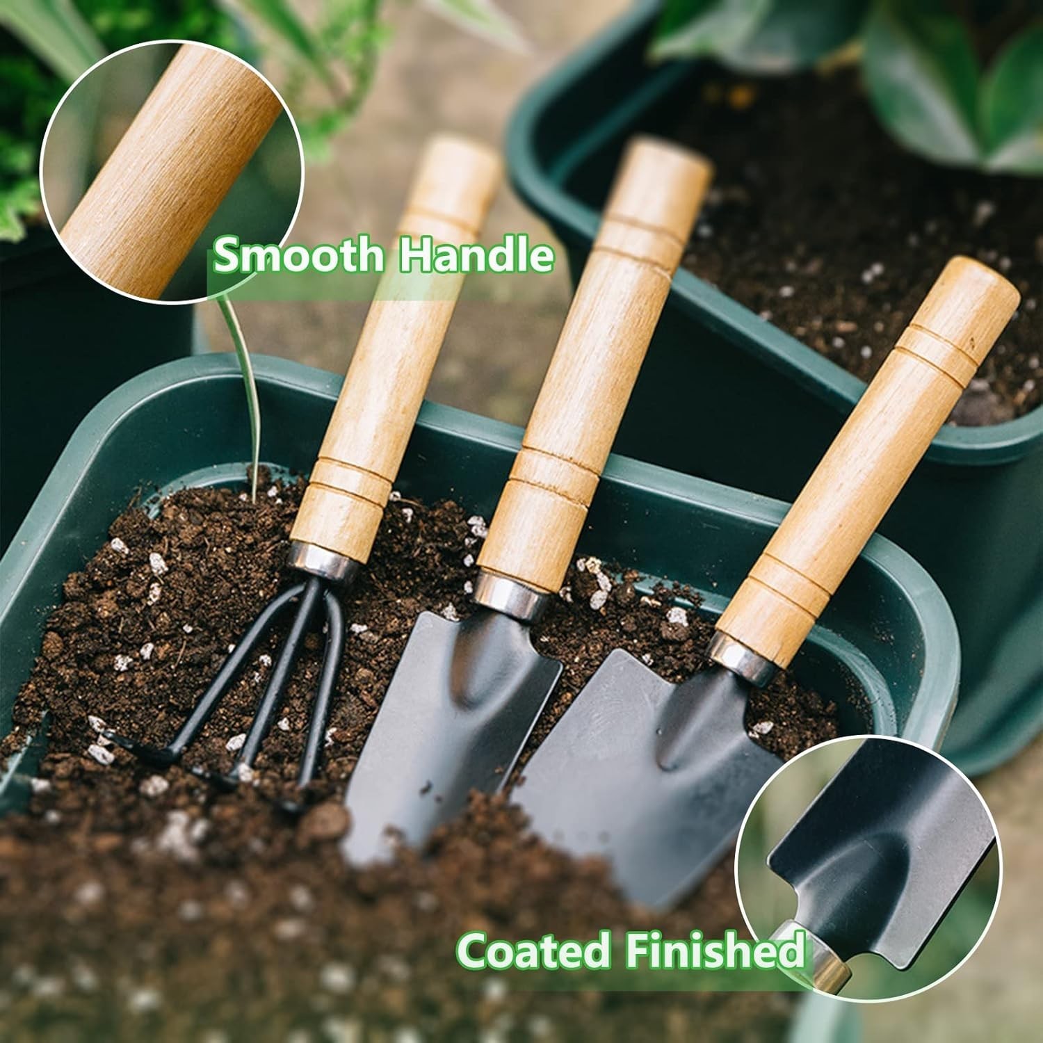 Small Garden Tool Set 6 Pieces Iron Gardening Kit Including Hand Shovel