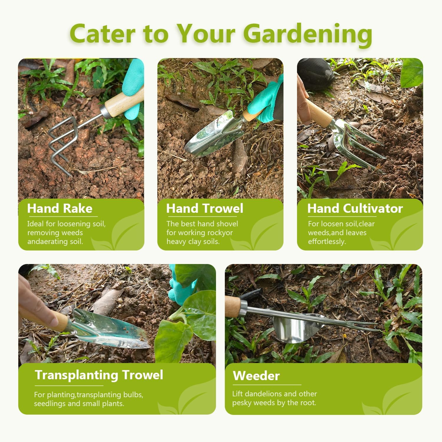 Gardening Tool Set of 9 PCS, Saraily Heavy Duty Gardening Tool Set with Durable