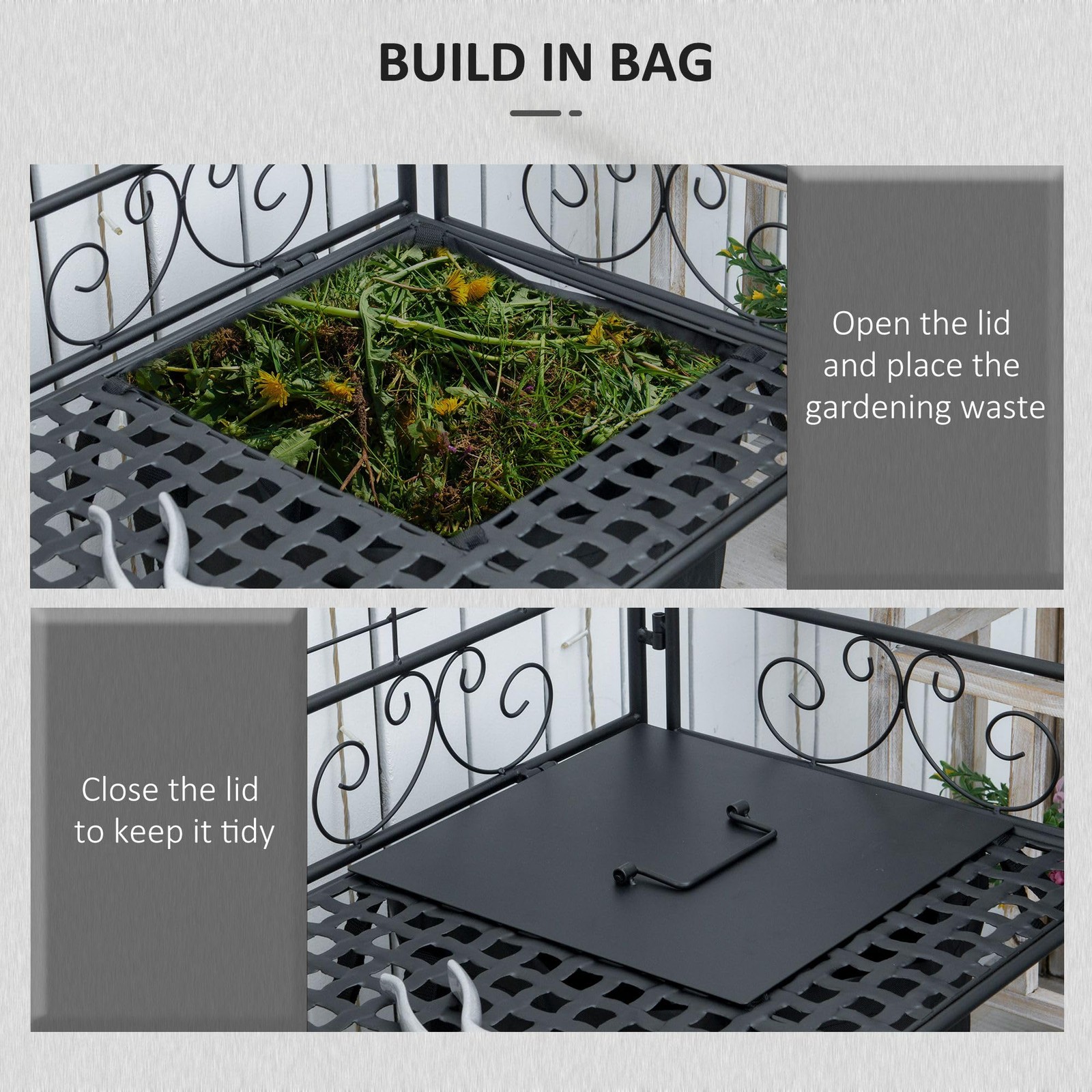 Outsunny Folding Potting Bench Table Metal Garden Workstation Work Bench Large