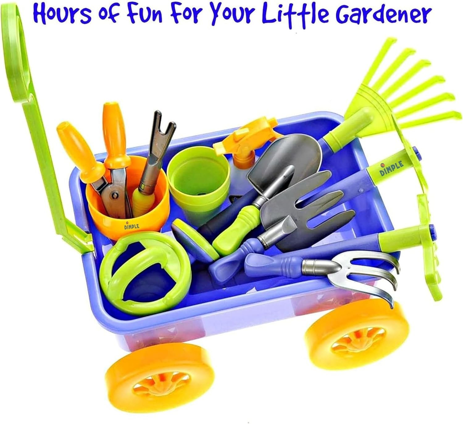 Garden Wagon & Tools Toy Set, Kids Gardening Set – 15 Pcs Outdoor Toys for To…