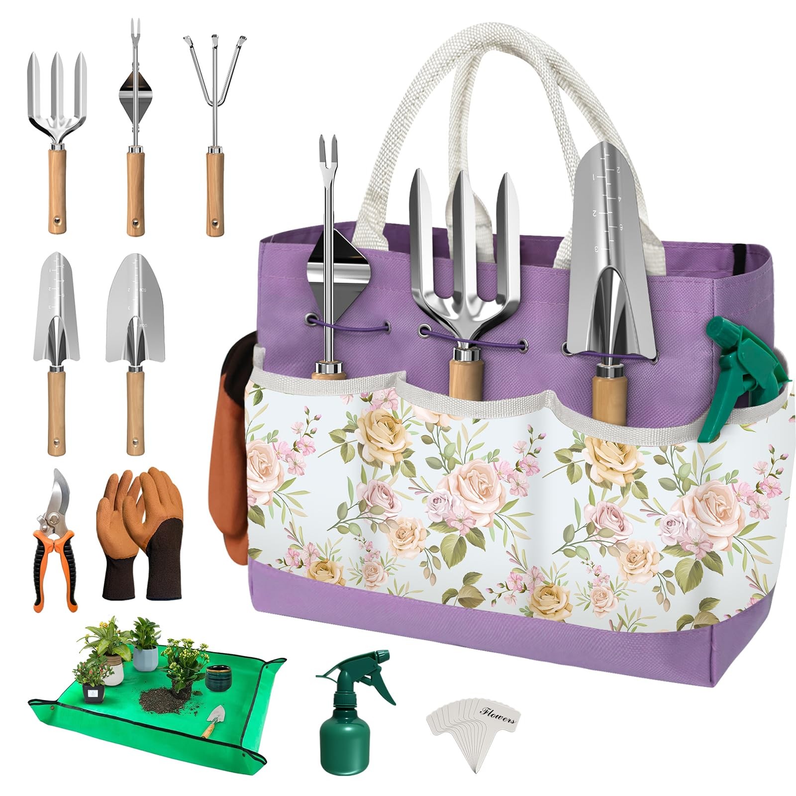 22Pcs Gardening Tools Set for Women Heavy Duty Garden Hand Tool Kit Gifts Mom