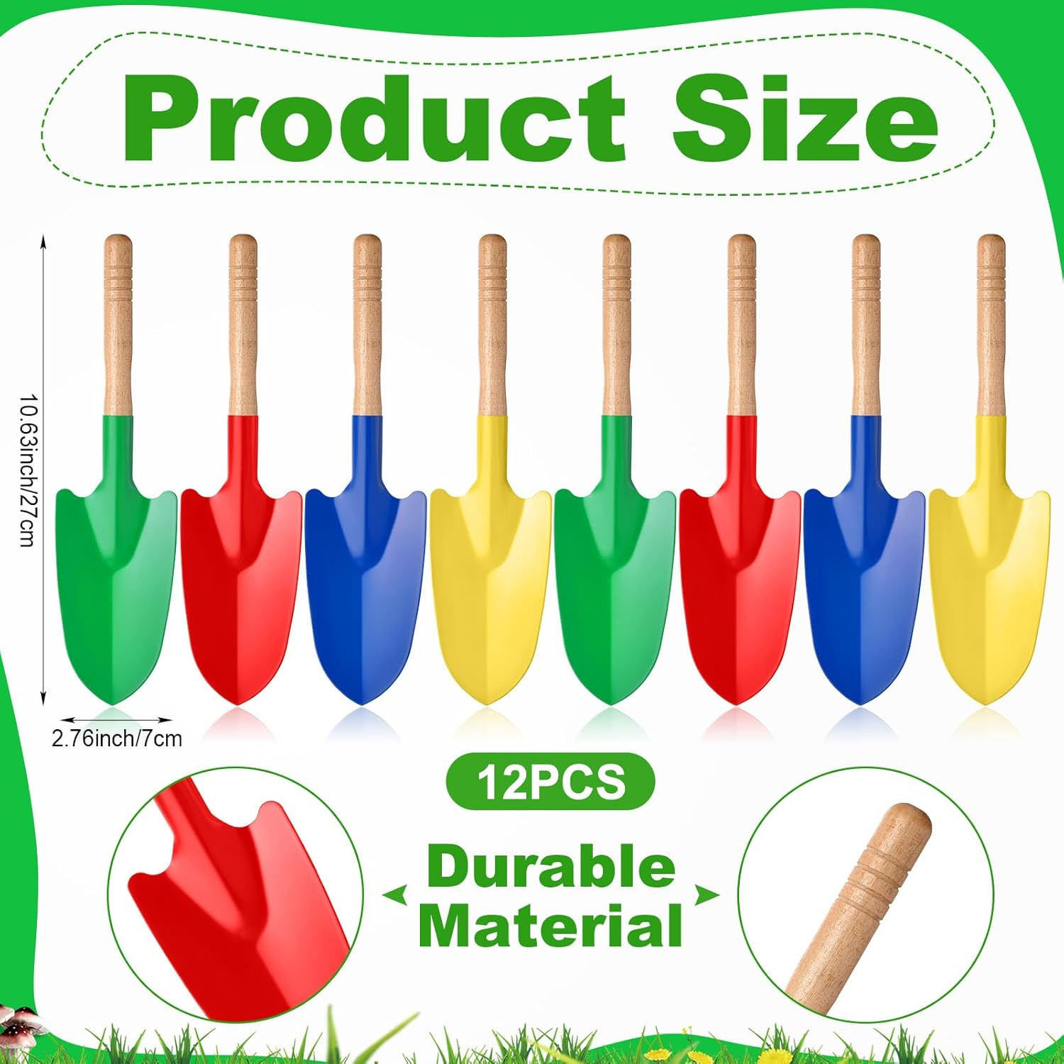 12 Pcs Toy Shovels for Kids Gardening Tools Kids Shovel Mini Metal Garden Shovel