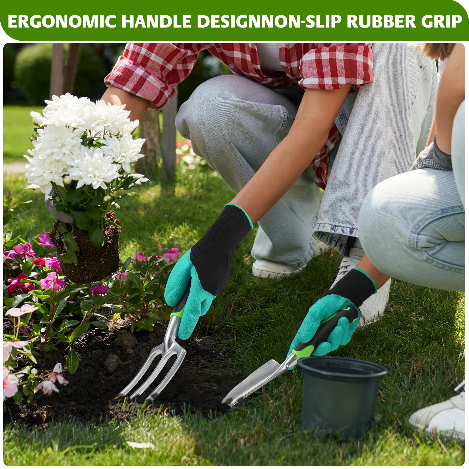 Garden Tools, 8-Piece Garden Tool Set with Non-Slip Ergonomic HandlesIdeal fo…