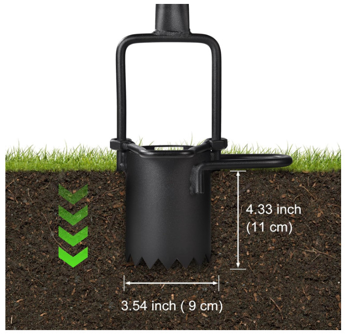 Omesata Sod Plugger, Bulb Planter with Long Handle and Serrated Base Garden Tool