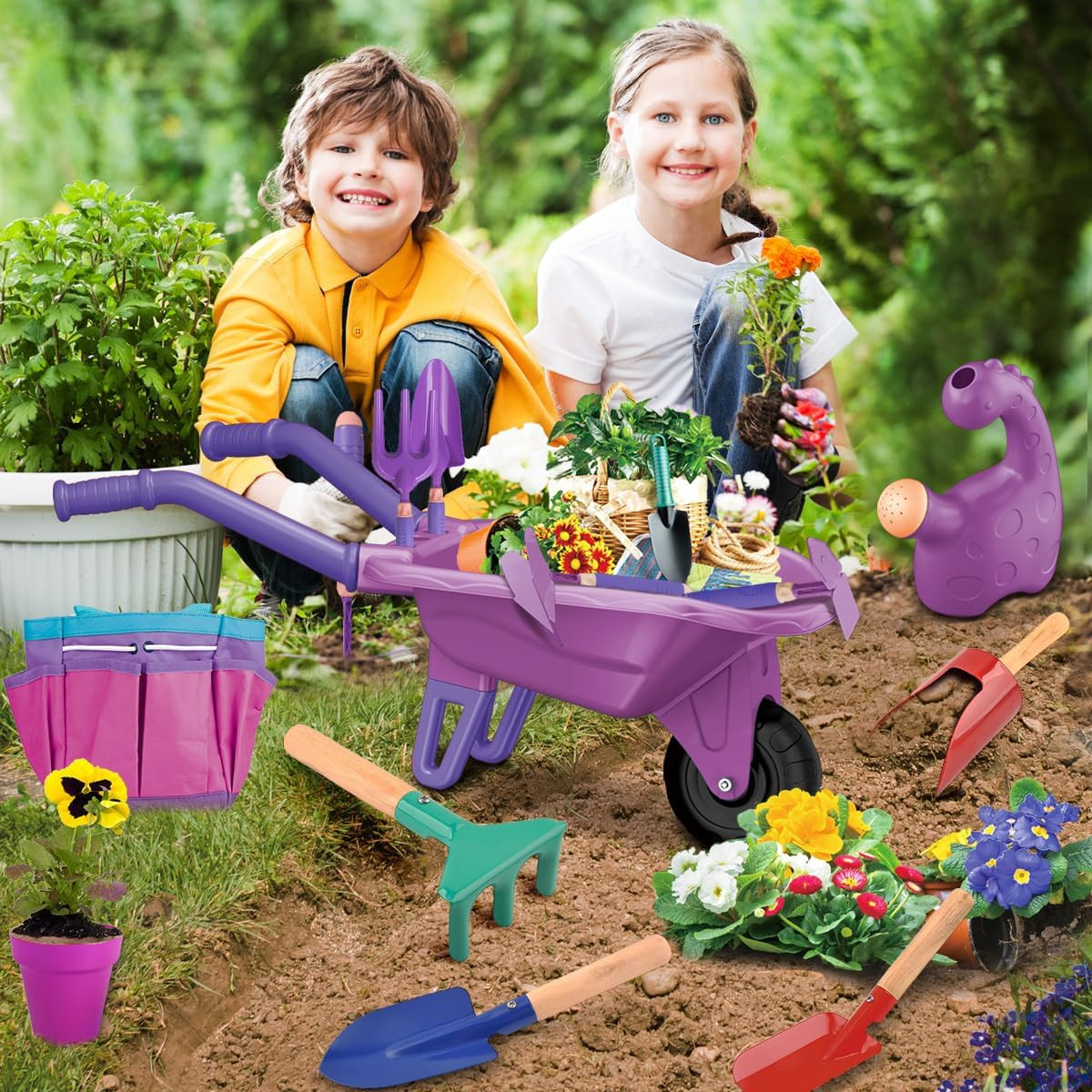 15 PCS Kids Gardening Tool Set for Girls Boys, Toddler Gardening Tools Set with