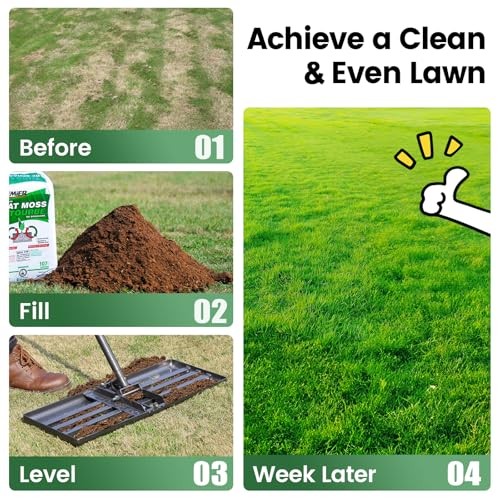 Lawn Leveling Rake with 30″x10″ Foldable Curved Ground Foldable 30X10″ – 6FT