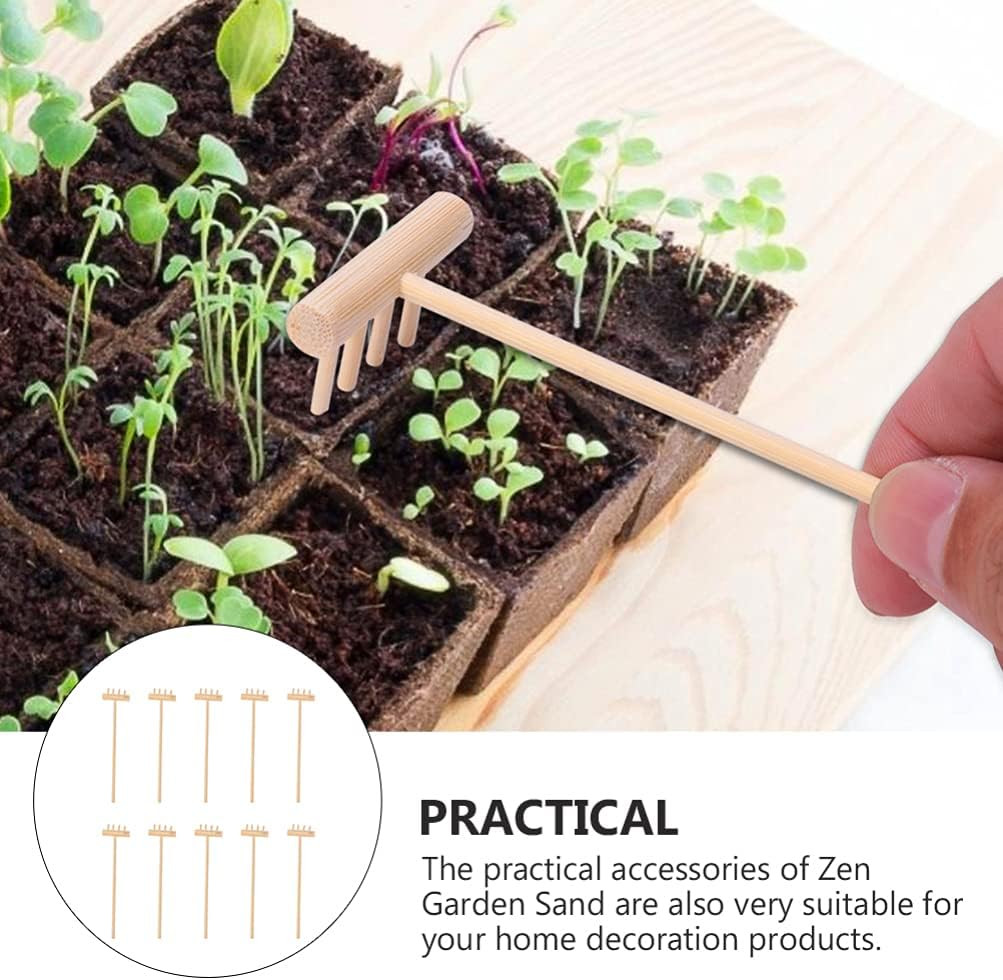 Mini Zen Garden Tool Rake Set, 10Pc Sand Rake Tool, Meditation Feng Shui Decor A