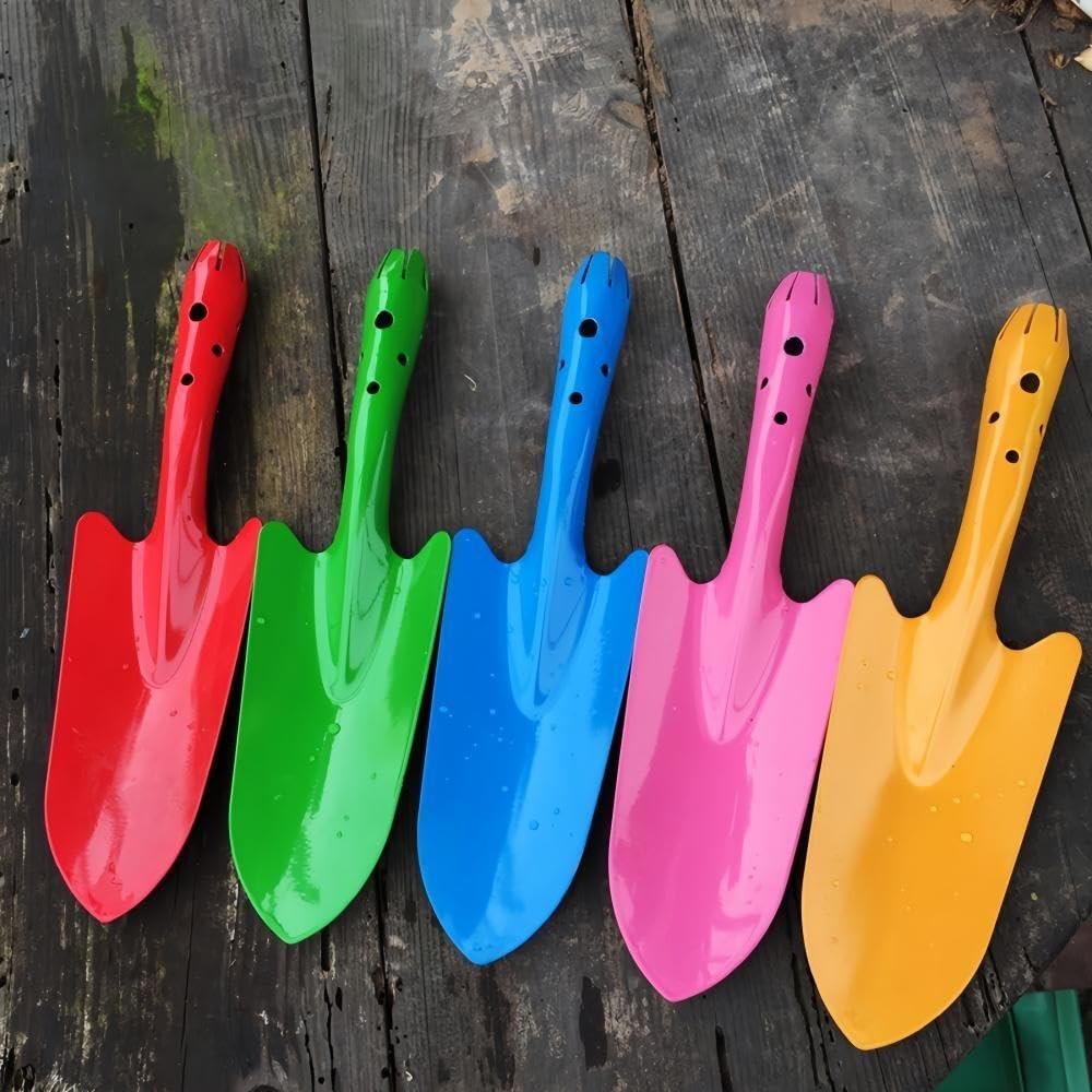 Colorful Metal Hand Shovel Trowel Set Garden Tools for Planting 5 Pack