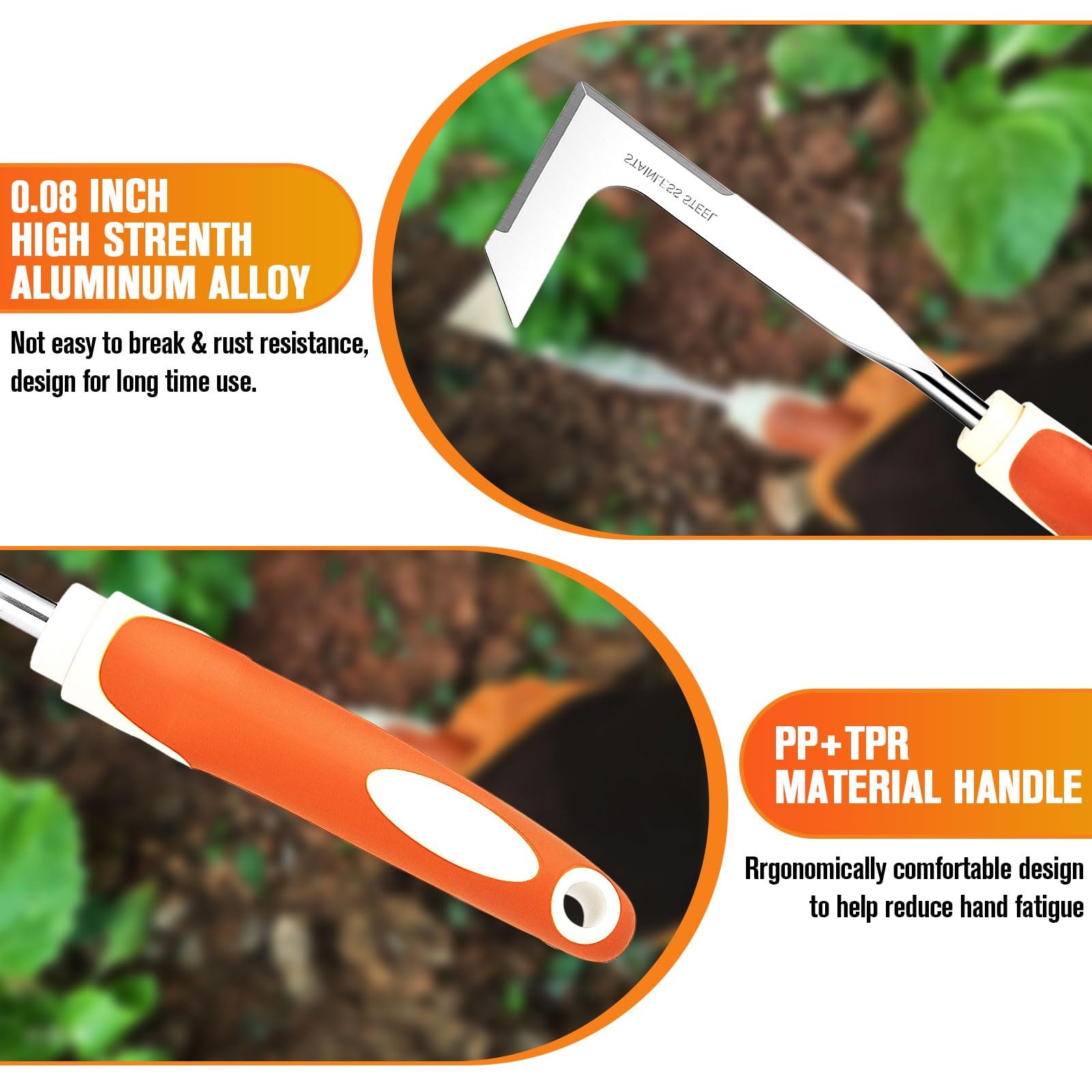 10 PCS Stainless Steel Heavy Duty Garden Tool Set with Storage Bag Kit
