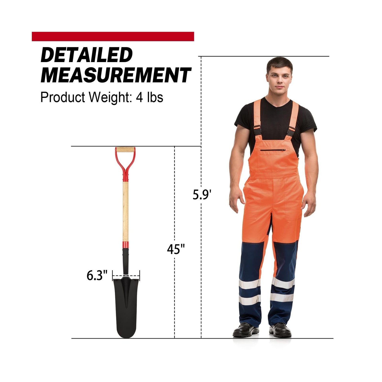 Nohovu Spade Shovel for Digging, Heavy Duty Shovel with D-Handle, Trench Shov…