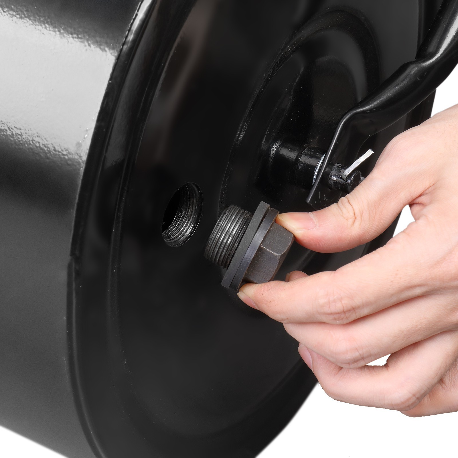 19.5in Lawn Roller Iron Cylindrical Black with U-handle
