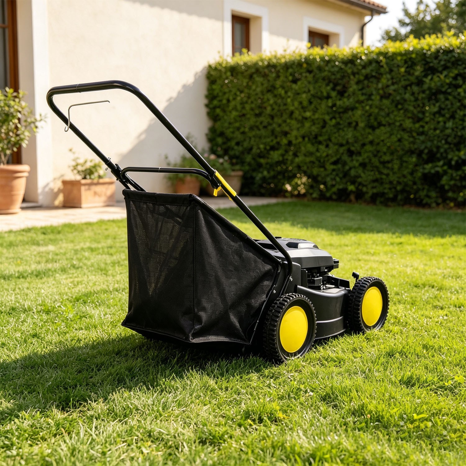 26″ Push Lawn Sweeper 7 cu.ft Leaf Grass Collector Adjustable Brush Yard Tool