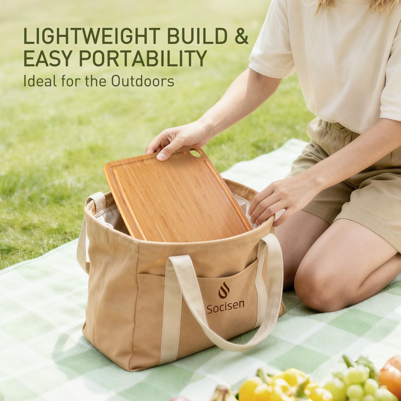 Lightweight Durable Bamboo Cutting Board with Non-Slip Feet, Non Toxic Wooden…