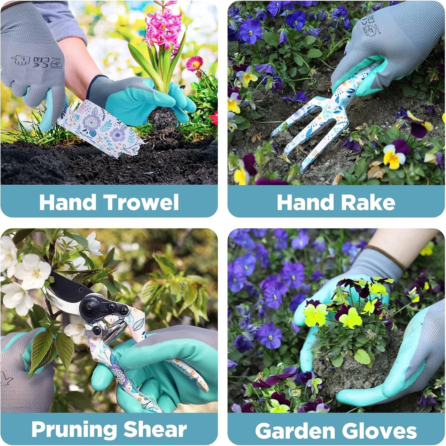 Workpro 5-Piece Aluminum Garden Tool Set – Beautiful Floral Design & Storage Bag
