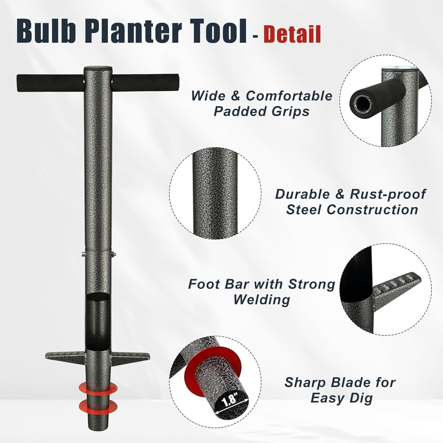 Bulb Weed Planter with 33.5″ Long Handle Tools for Soil Planting Weed Dig Hole