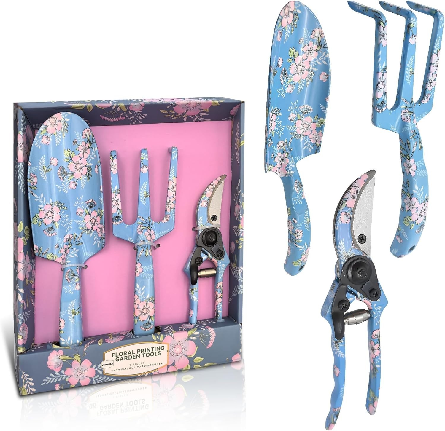 Garden Tool Set, 3 Piece Floral Gardening Tools for Women, Aluminum Gardening Ha
