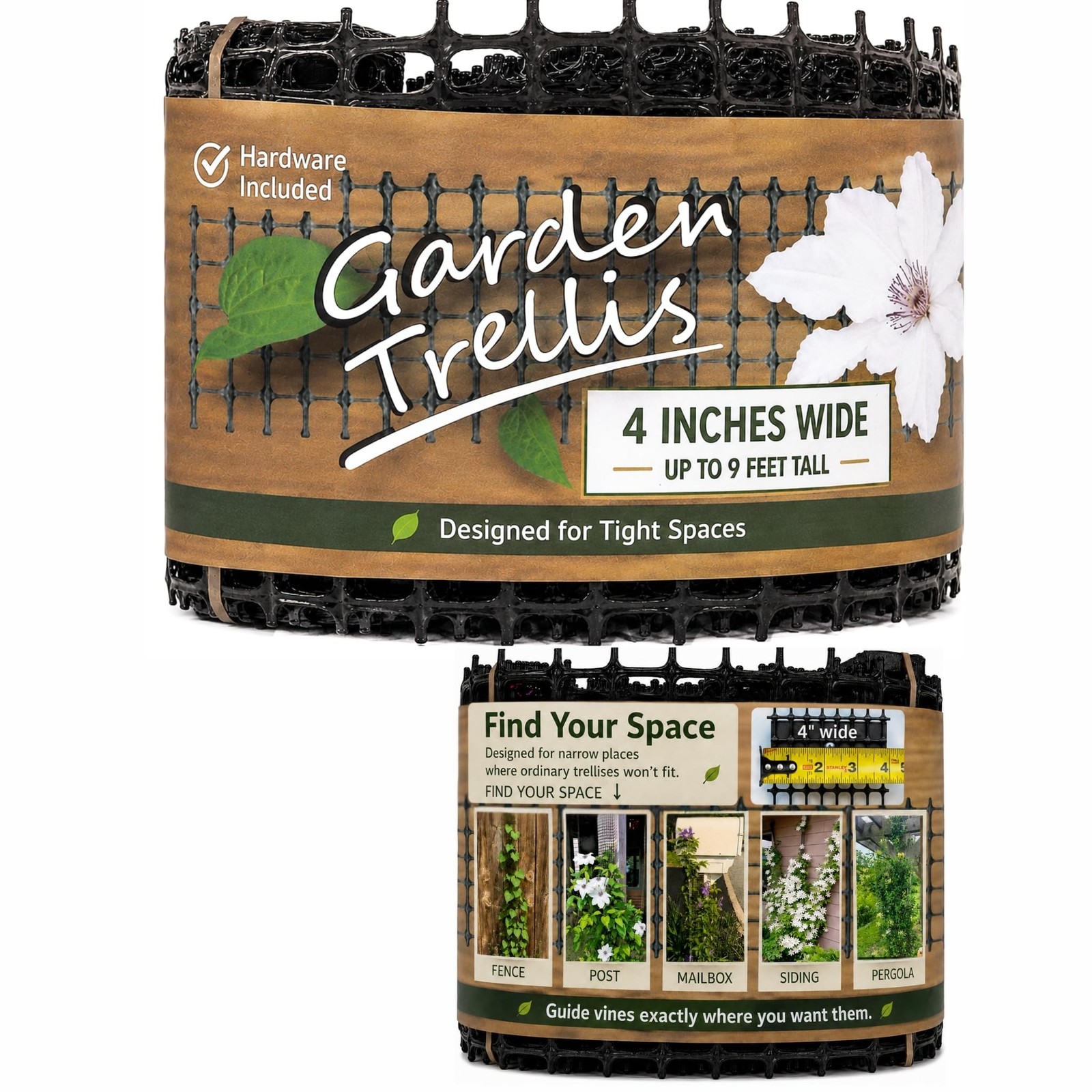 Deck Post Trellis for Clematis and Climbing Plants, 1-Pack | Slim 4-inch trel…