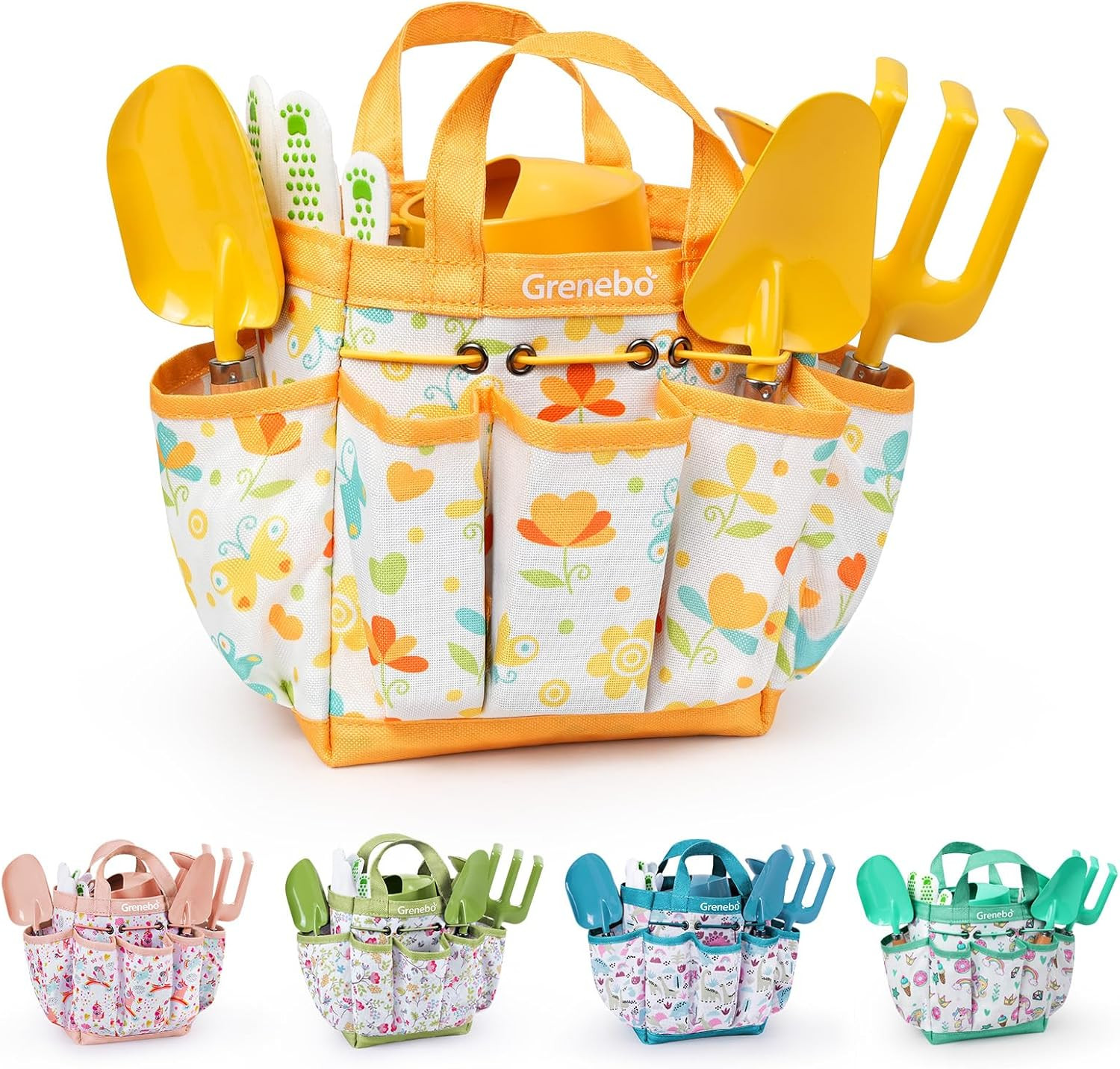 Quality Garden Tool Kit for Kids and Toddlers, all necessities (Tool Bag Yellow)