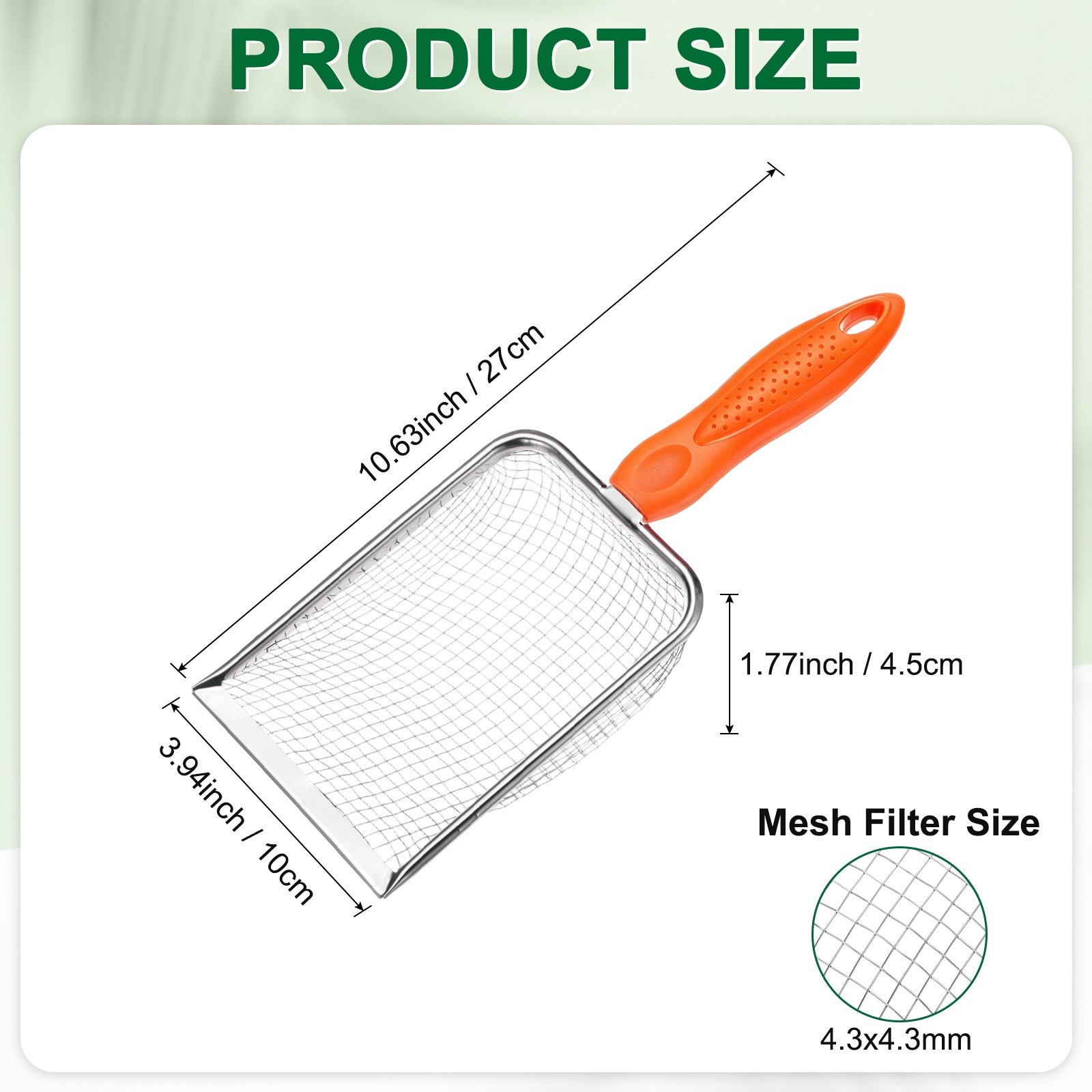 4.3 mm Mesh Stainless Steel Gardening Soil Sifter for Rock [White, Orange]