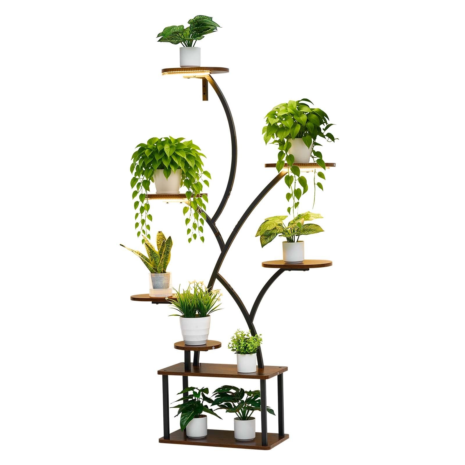 Plant Stand Indoor with Grow Lights, 62 in Tall 8-Tier Lighted Plant Shelf, Meta