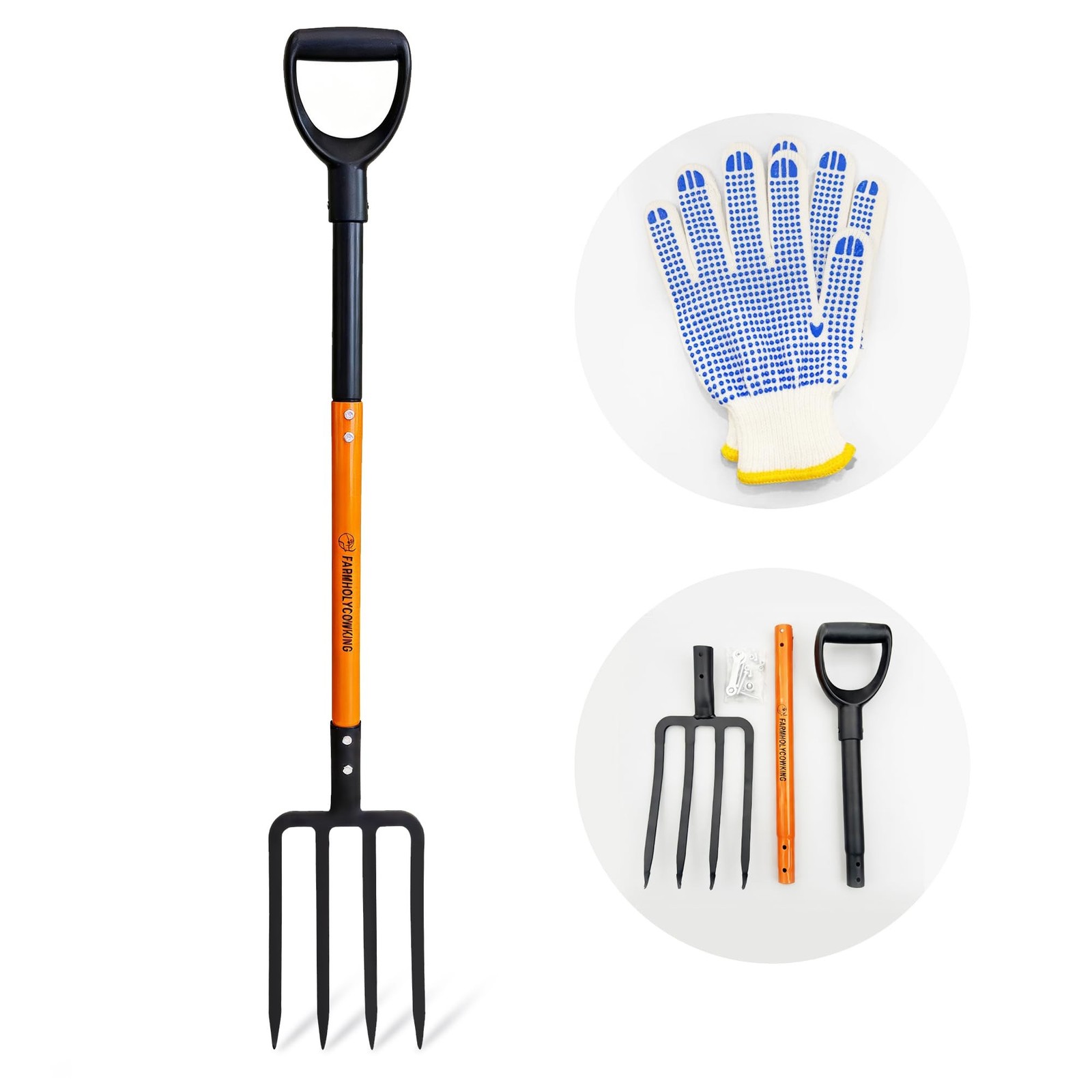 Pitch Fork for Garden, 4-Tines Garden Fork, 45-Inch Spading Fork, H… Fast Ship