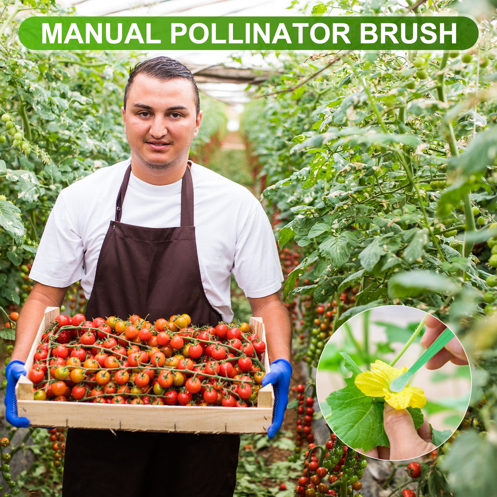 200-Pack Pollinator Brush, 0.08″ Plastic Vegetable Pollinator Pen [Dark Green]