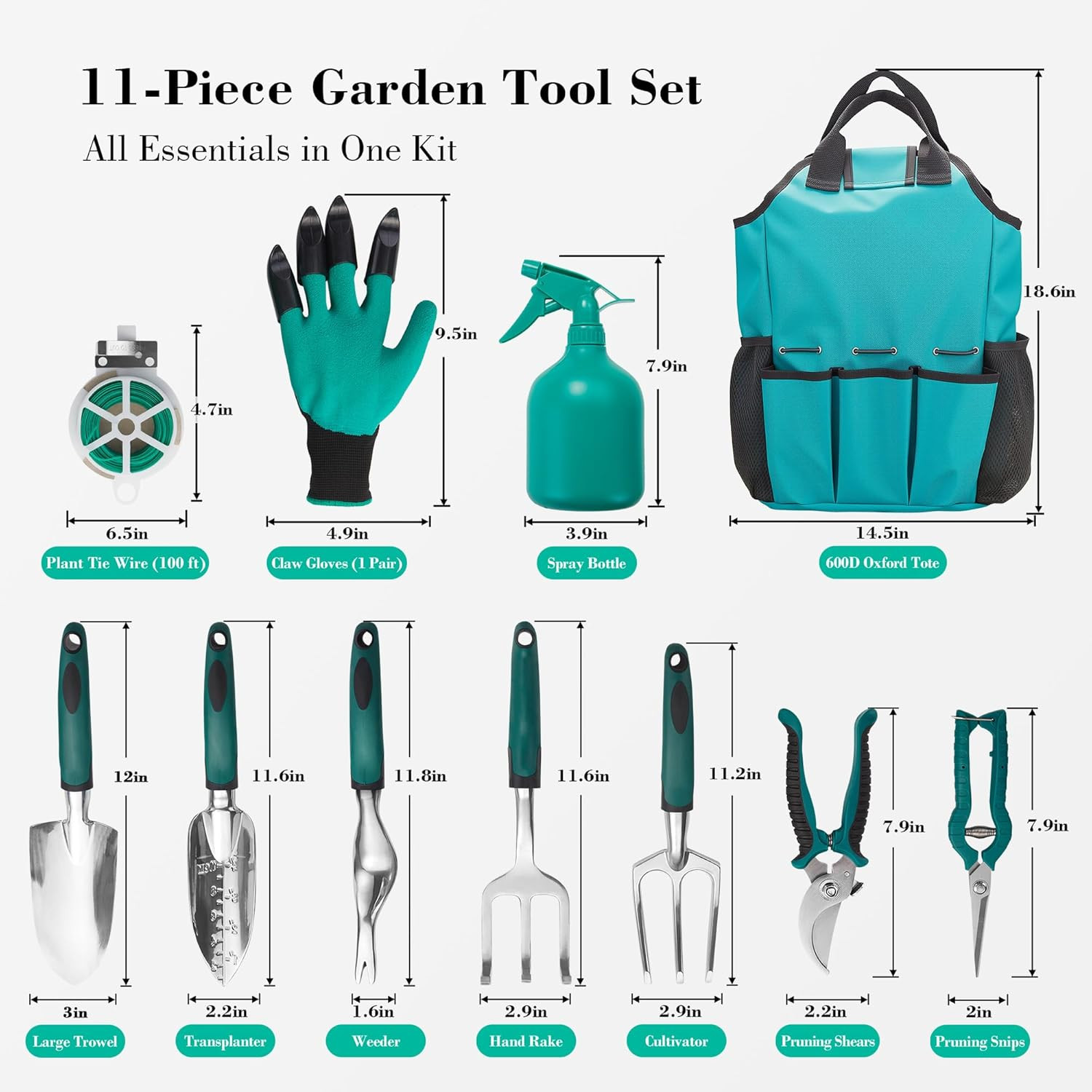 Garden Tool Set, Gardening Gifts for Women, Men, Mom, Dad, 11-Piece Heavy-Duty