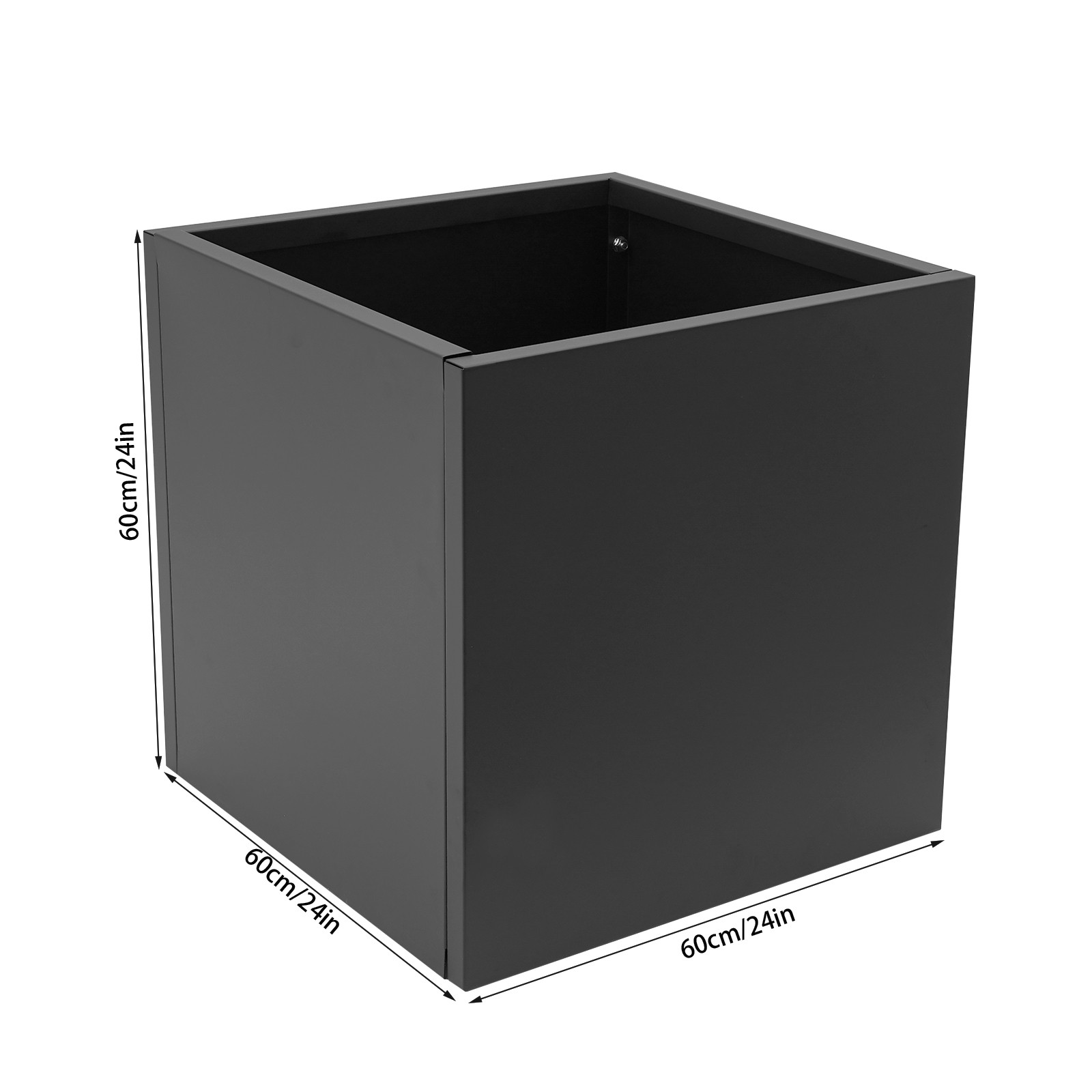 Stylish Steel Planter Box 24×24×24 Inch – Durable Black Garden Bed