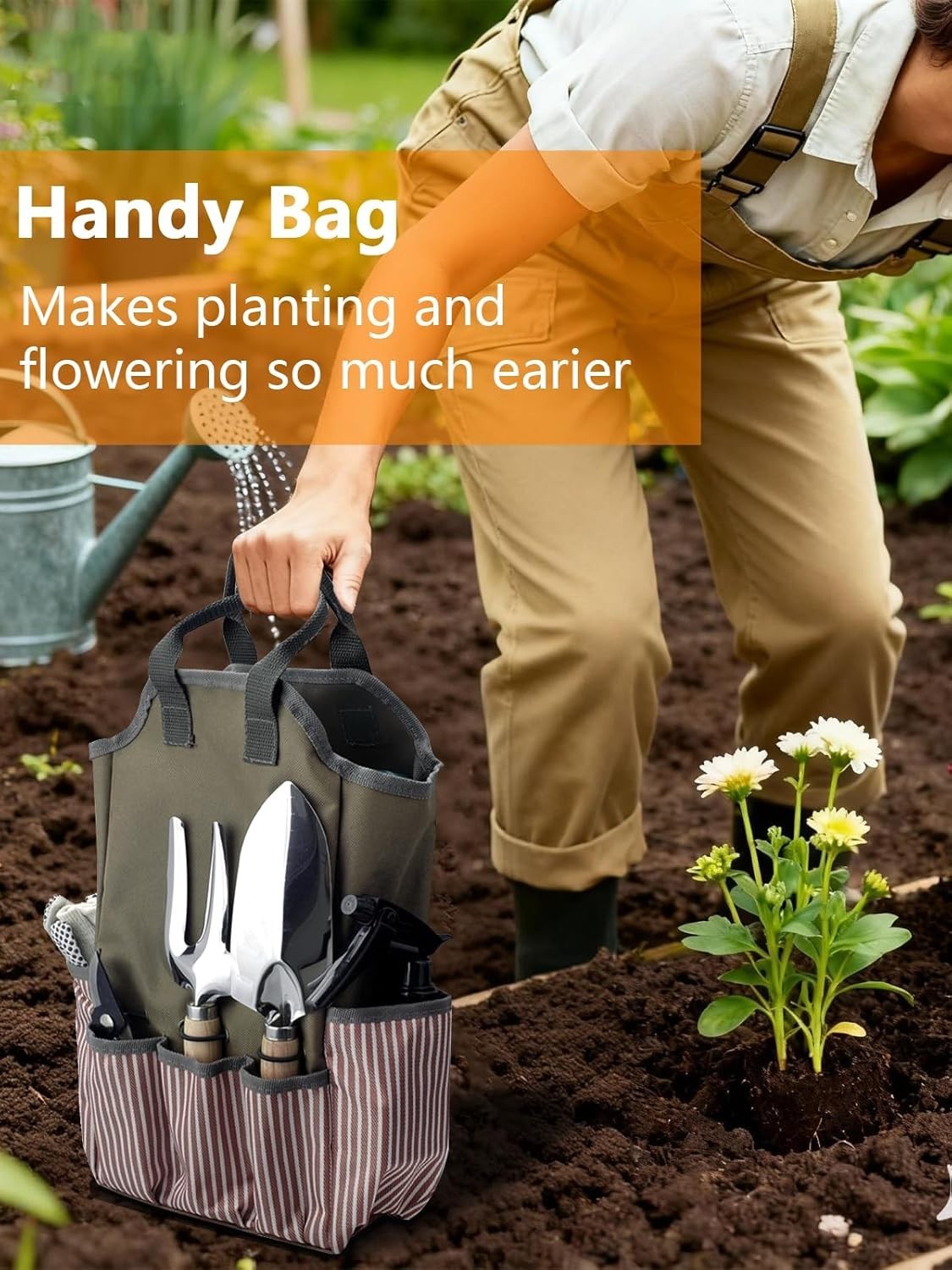 Gardening Tools Set 11 PCS, Heavy Duty Stainless Steel Garden Tool Kit with Larg