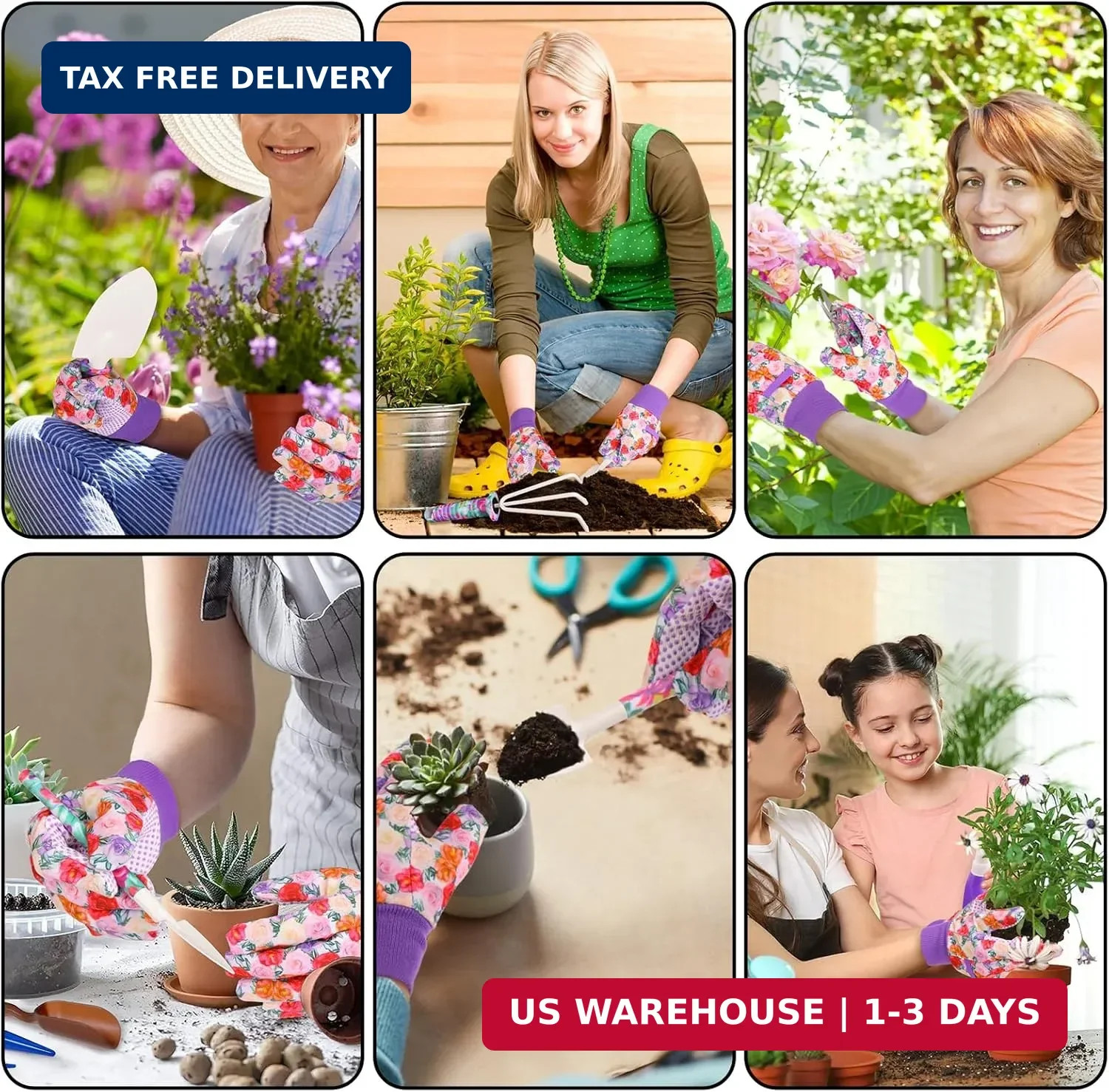 Garden Tools Set, JUMPHIGH 10 Pieces Gardening Tools with Floral Print, Ergonomi