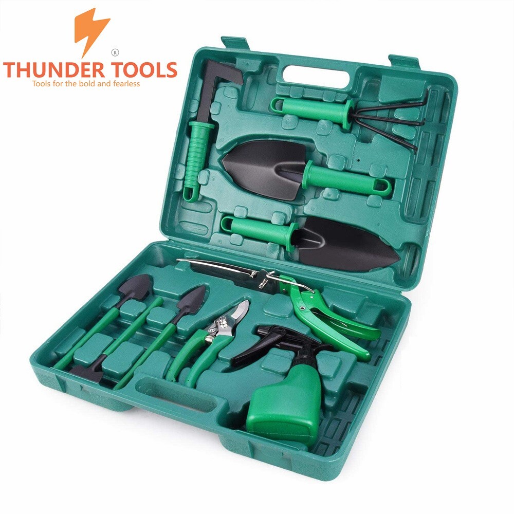 Thunder Tools 10PCS Stainless Steel Gardening Tool Kit with Organizer Case