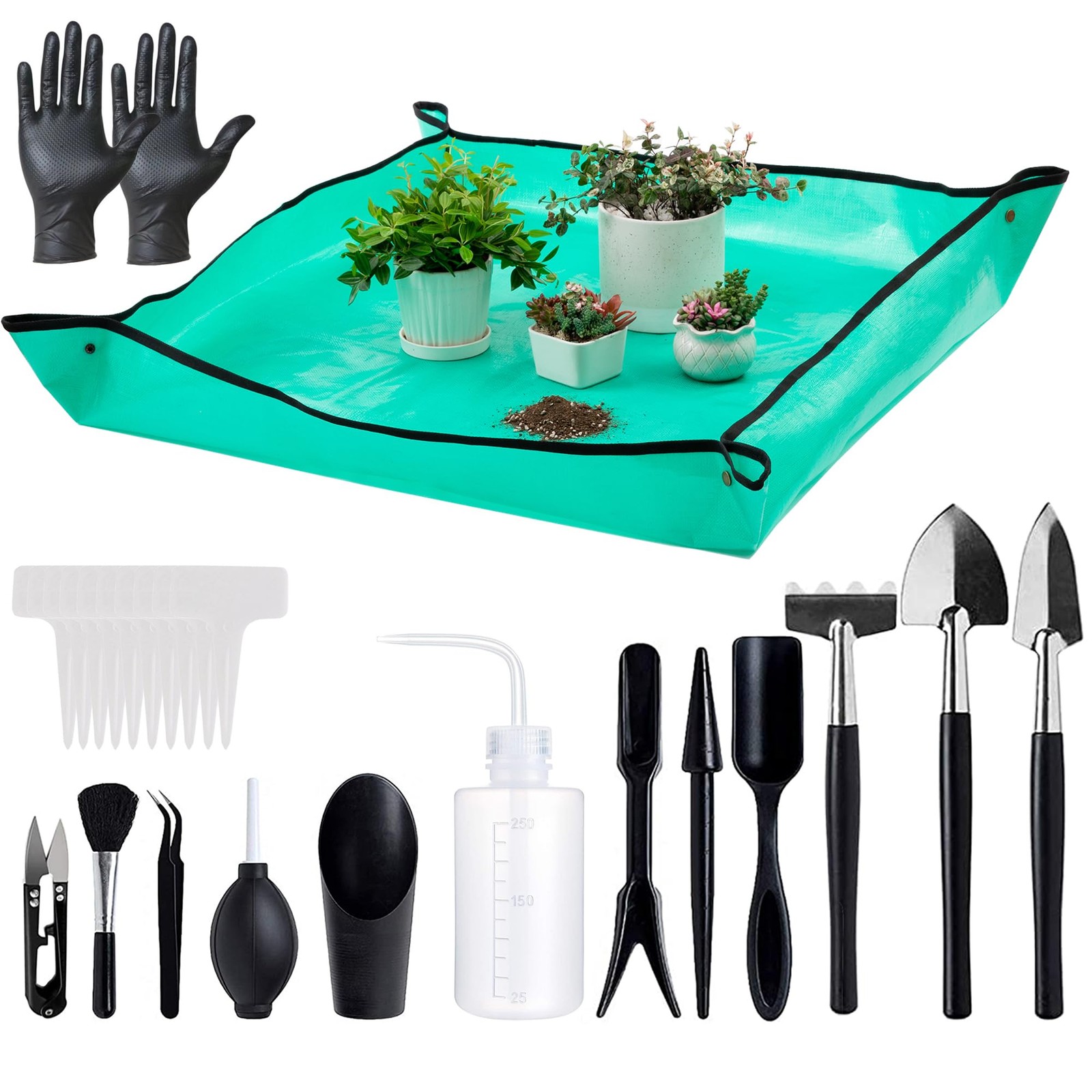 Melphoe 25Pcs Mini Garden Hand Transplanting Succulent Tools Set, 39.4″ Thickene