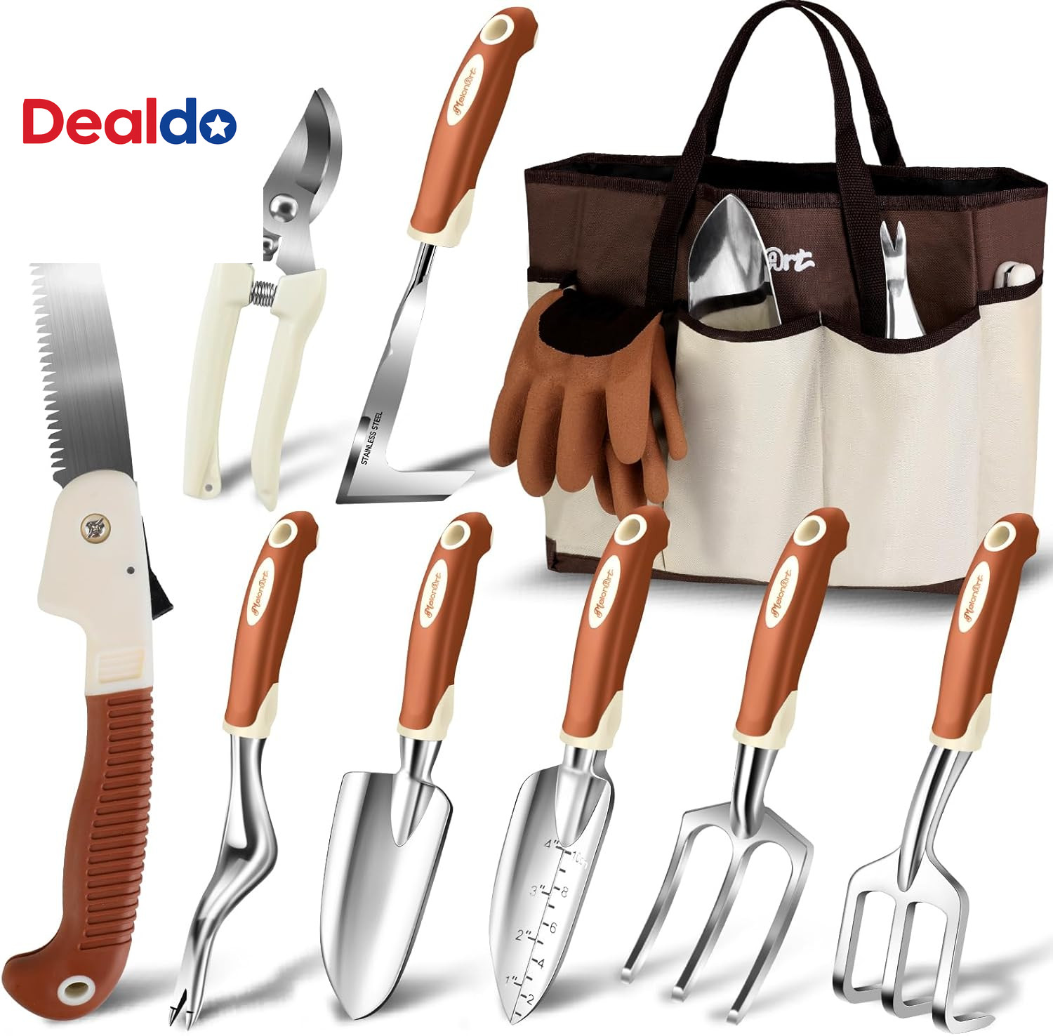 Garden Tool Set,10 Pcs Heavy Duty Gardening Hand Tool Kit for Women Aluminum wit
