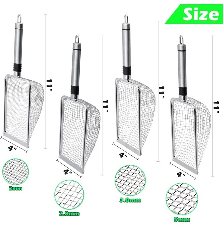 4 PCS 2-in-1 Gardening Soil Sifter Set with 2-5mm Mesh, Garden Sieve & Shovel