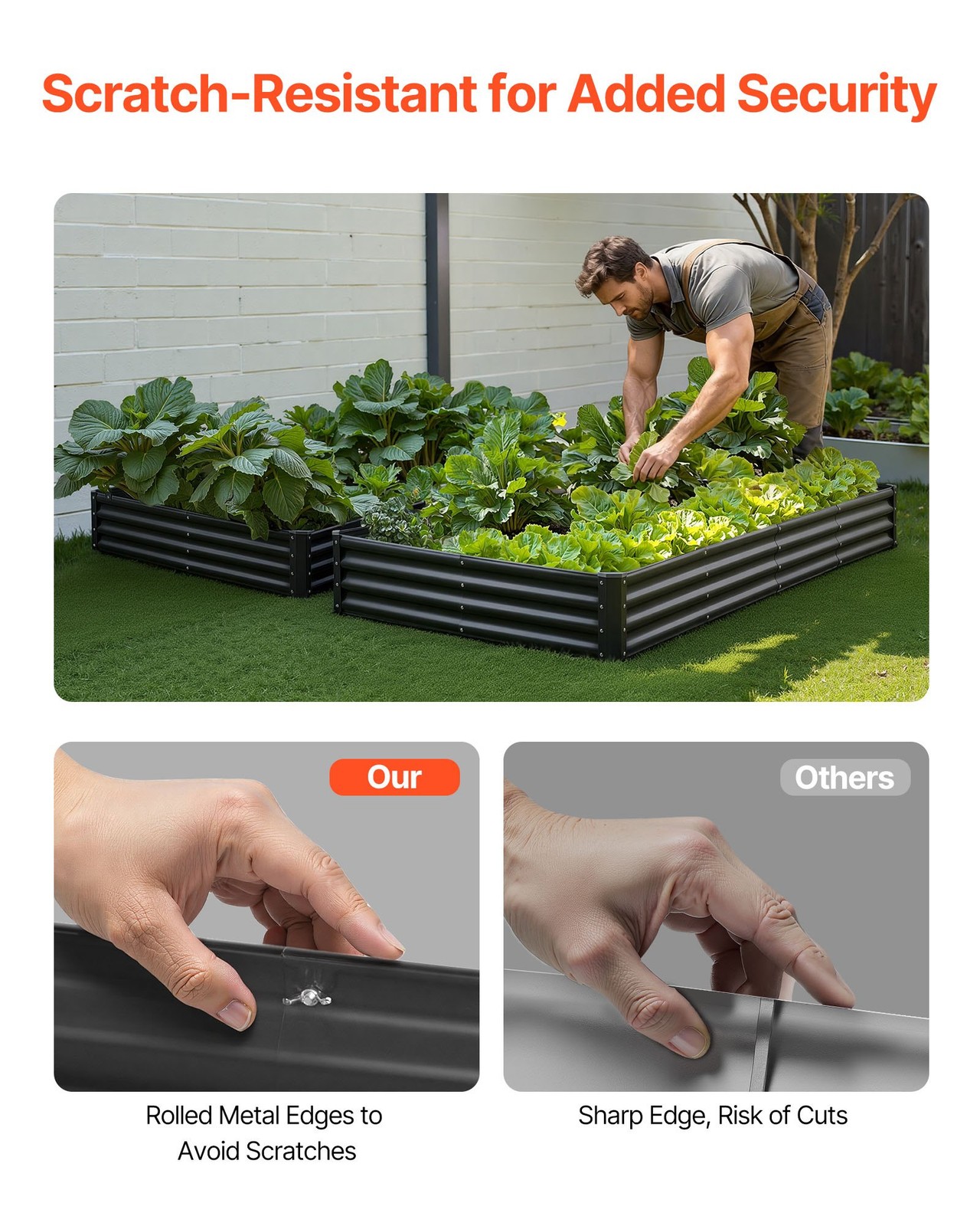 Metal Raised Garden Bed, 8 x 4 x 1 ft Outdoor Galvalume Planter Garden Box, Open