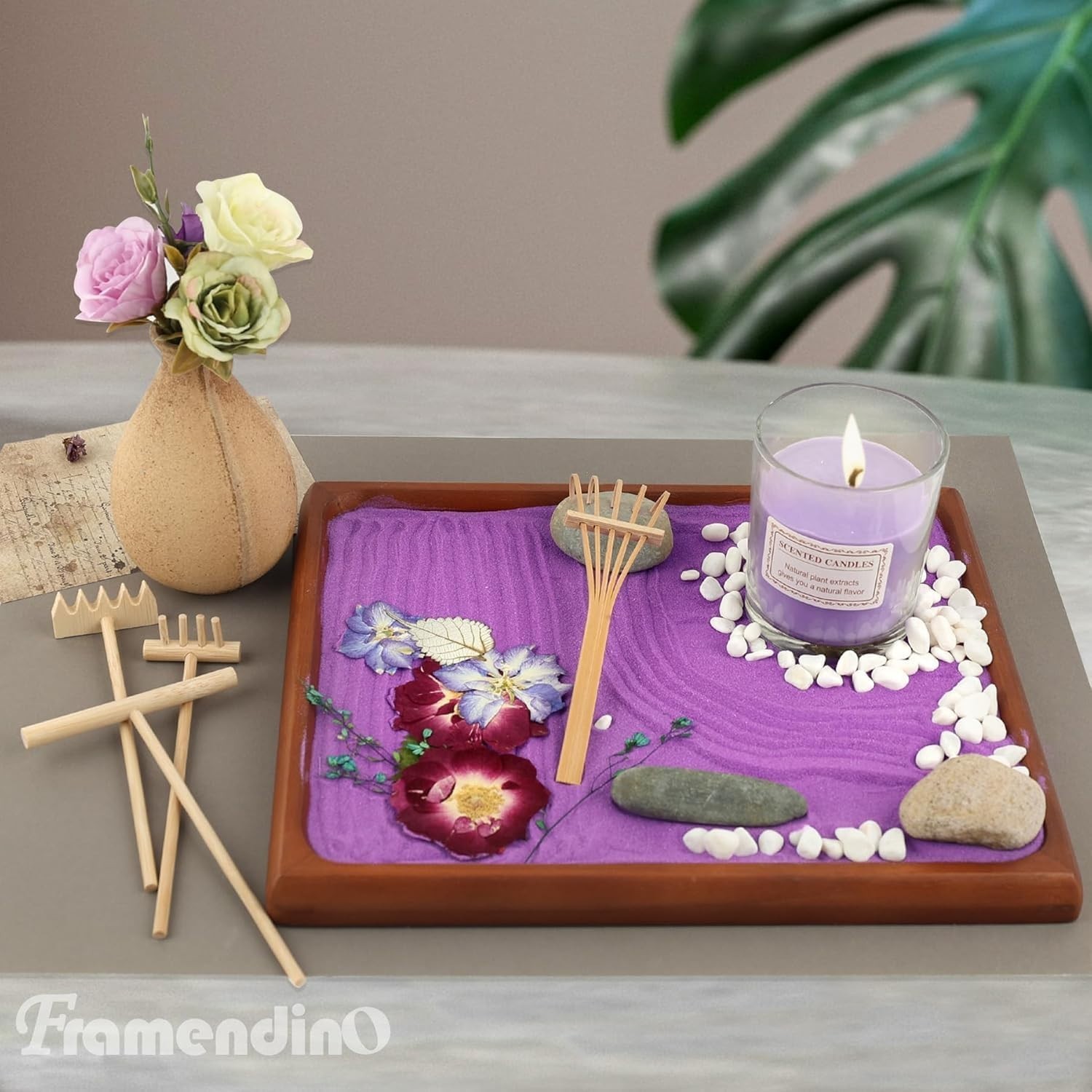 3 Pack Bamboo Mini Zen Garden Rakes – Elevate Your Office Decor Elegantly