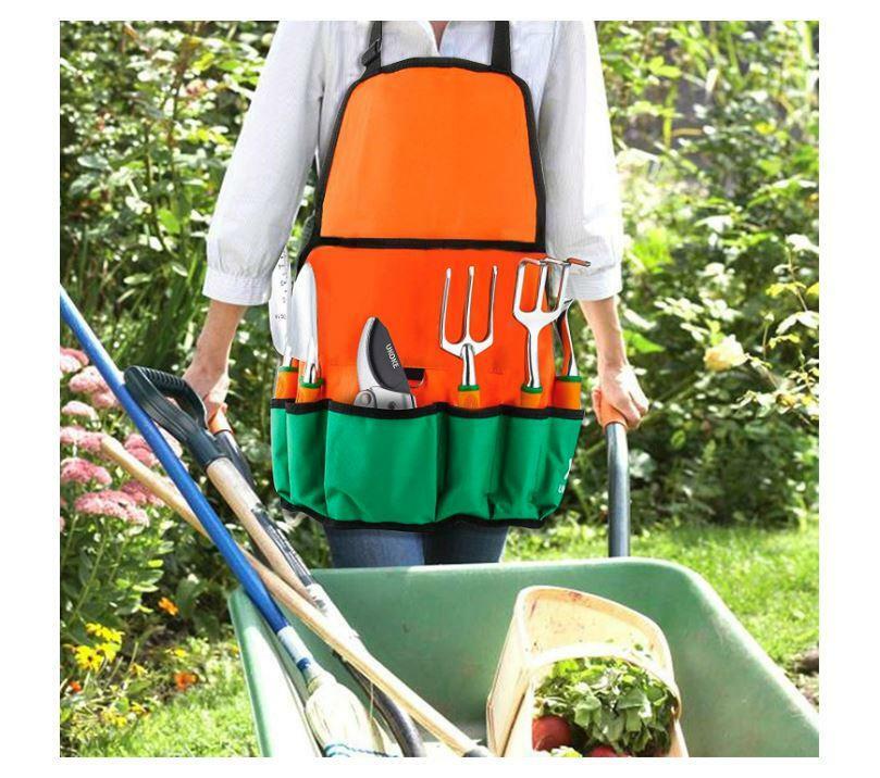 Ukoke 12 Piece Aluminum Garden Tool Kit & Gardening Apron with Storage Pocket