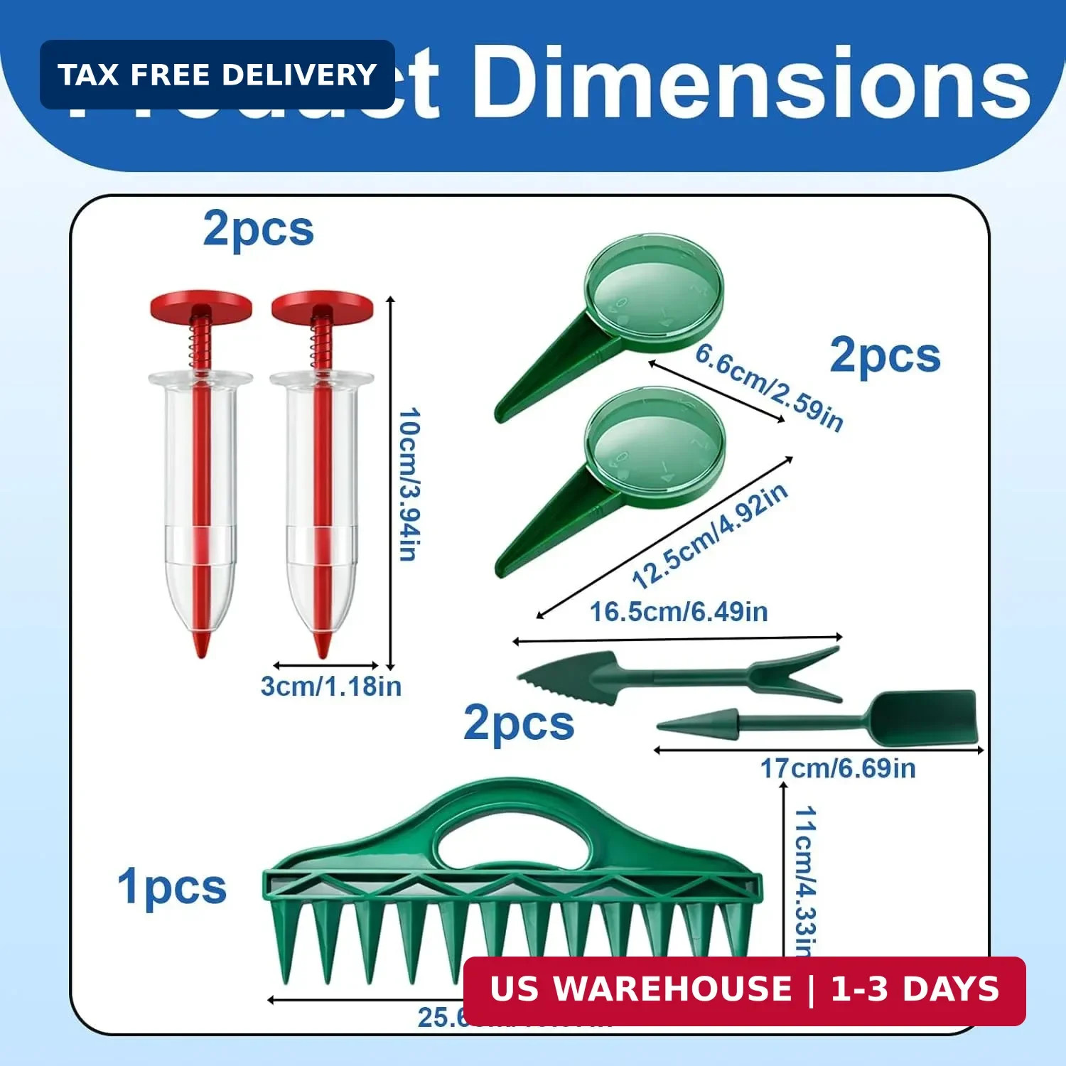 7-Piece 10inch Seed Spacing Set, Seed Planter Tool, Handheld Gardening Tool with