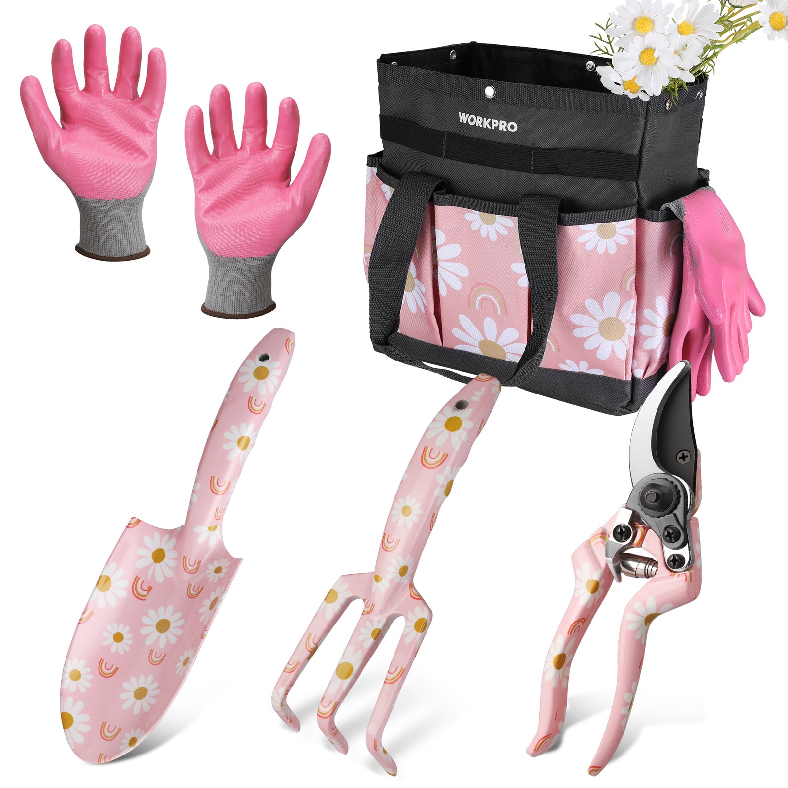 WORKPRO Gardening Tools – 5 Pcs Garden Tool Set Heavy Duty Stainless Steel w/Bag