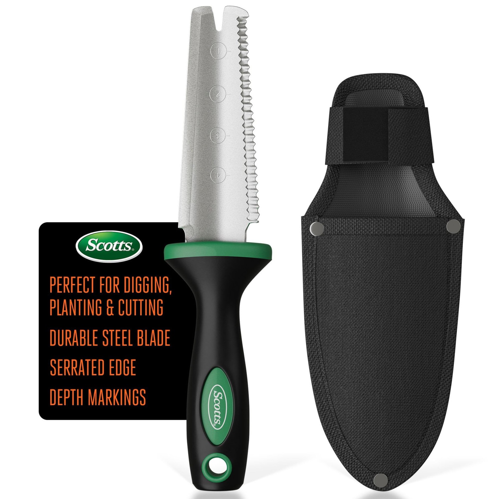 Garden Knife with Sheath Serrated Blade Non Slip Handle for Digging Weeding