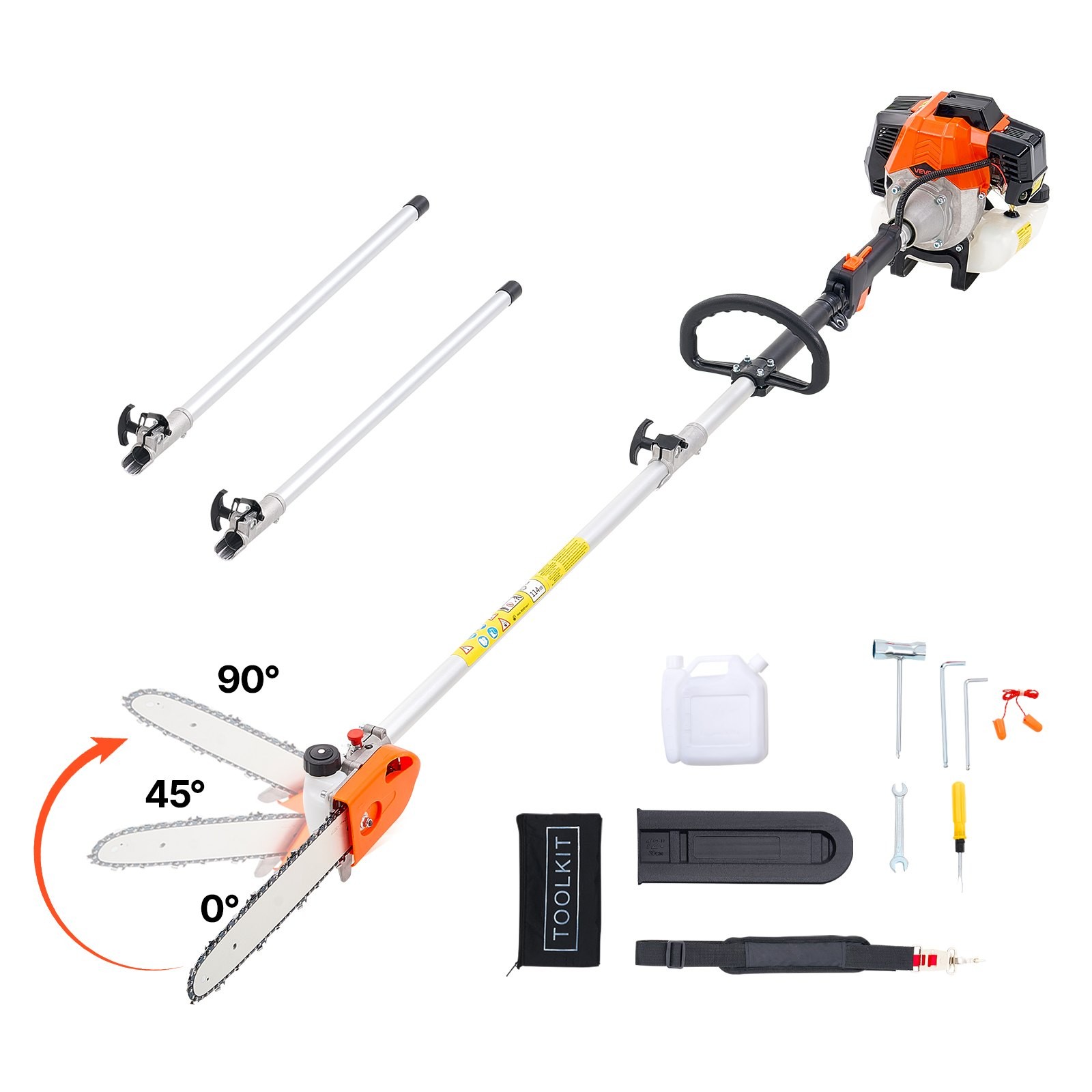 Gas Pole Saw,43CC 2 Stroke Gas Powered Pole Saws with 12 in Cutting Bar,Cordless
