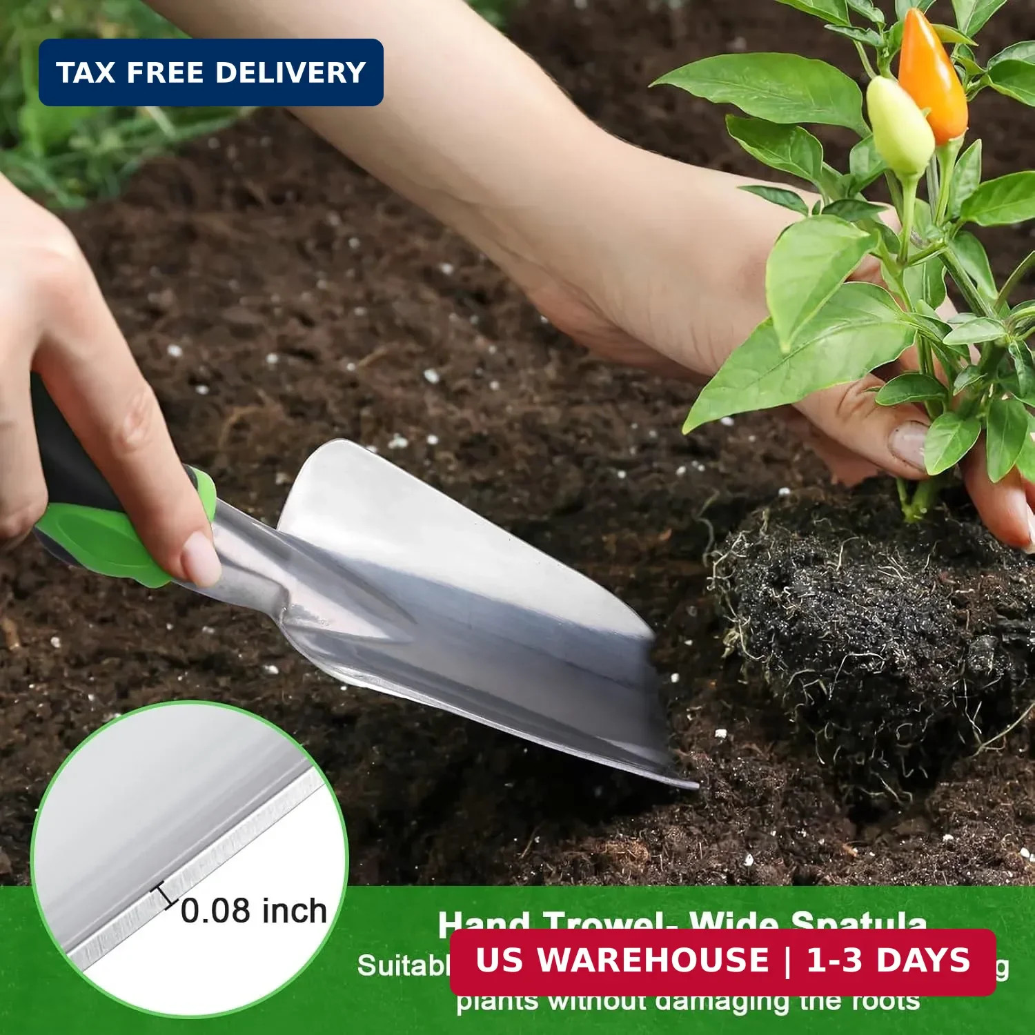Garden Tools Set, 3 Pack Heavy Duty Gardening Tools Set Include Garden Shovel, T