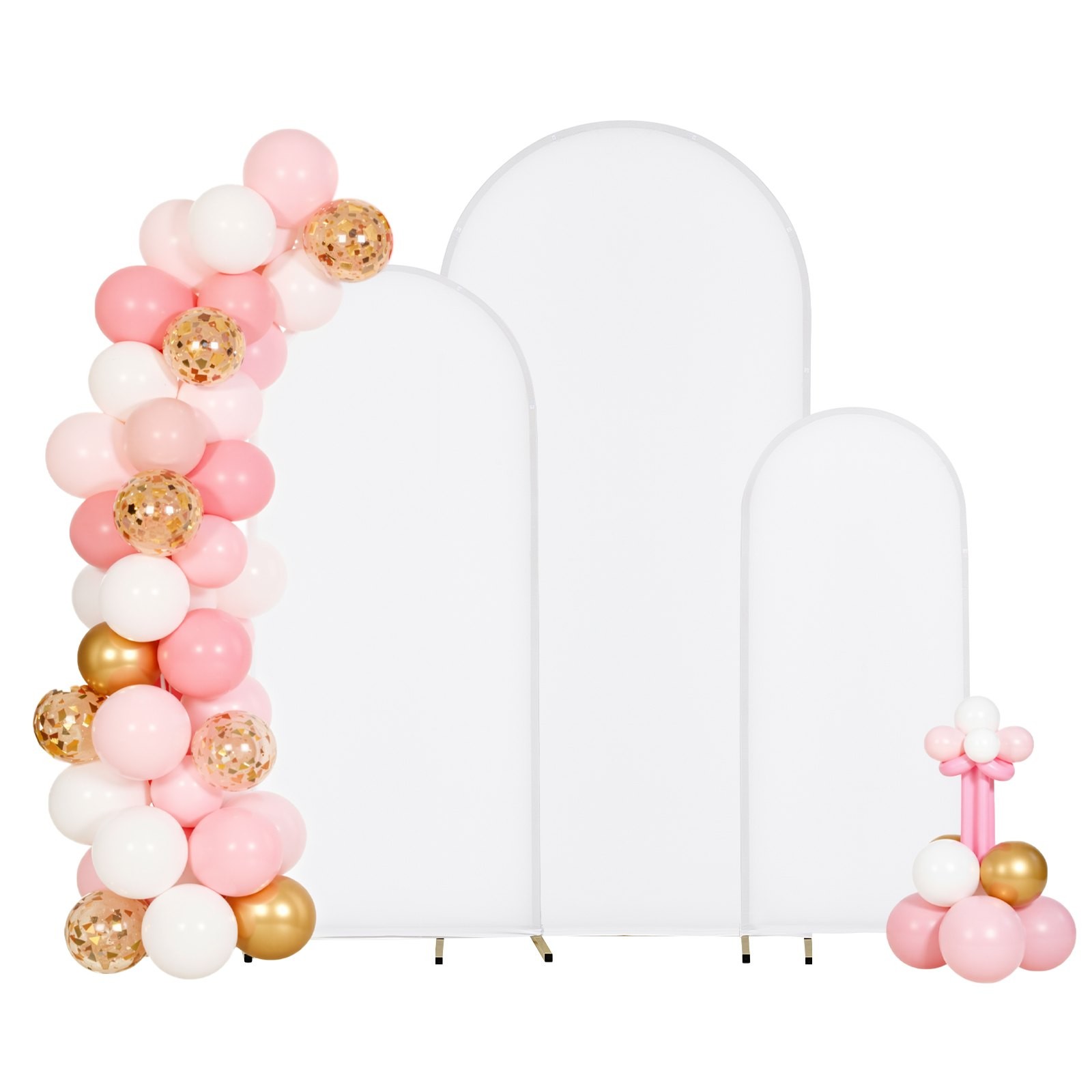 Arch Backdrop Stand, Set of 3, 6/5/4 ft, Stable Structure, Easy Assembly, Gold M