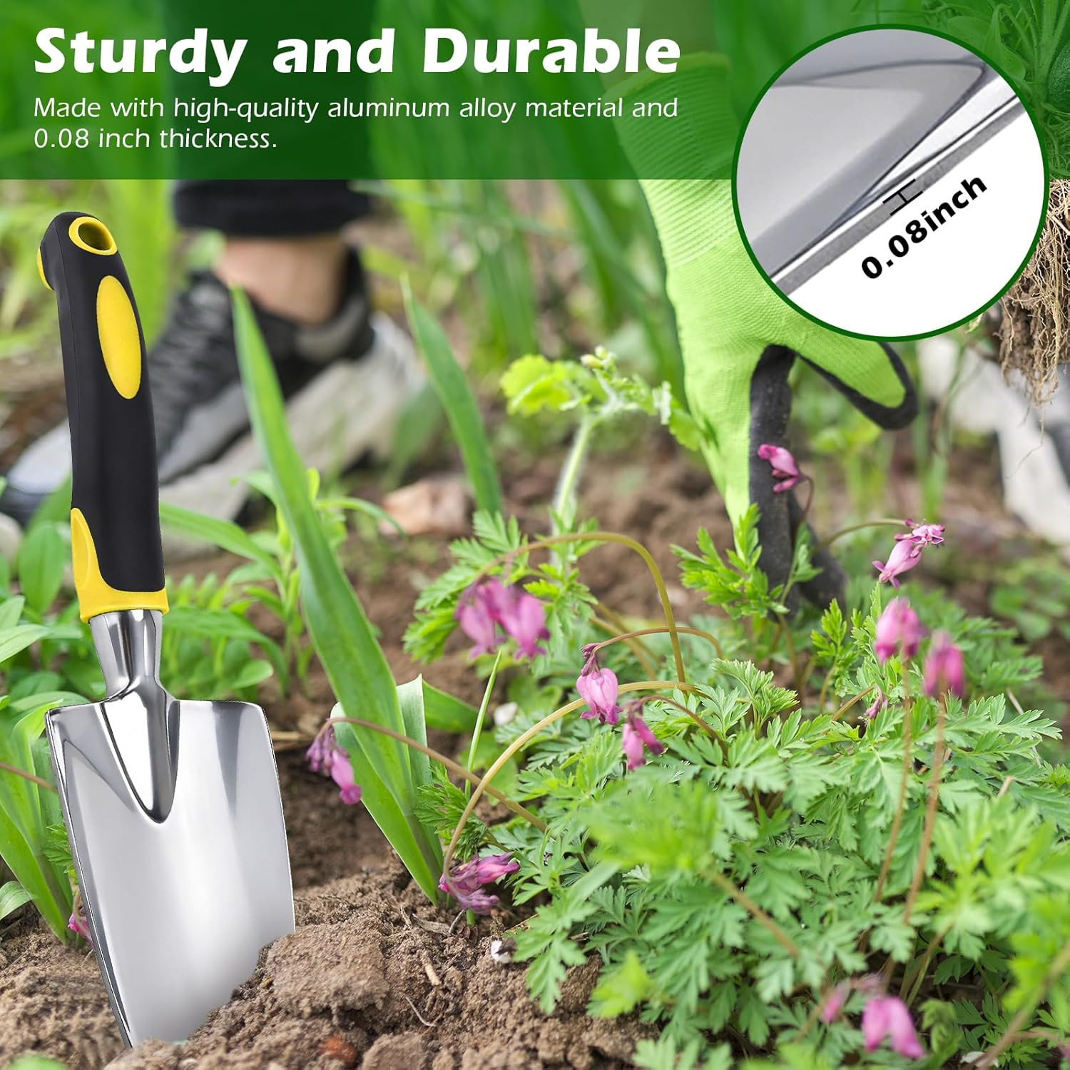 Garden Shovel Hand Trowel Cast-Aluminum Heavy Duty Mini Shovel Garden Tools