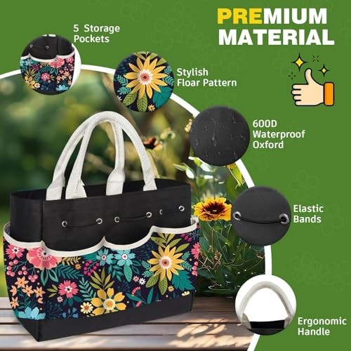 22Pcs Gardening Tools Set for Women Heavy Duty Garden Hand Tool Kit Black